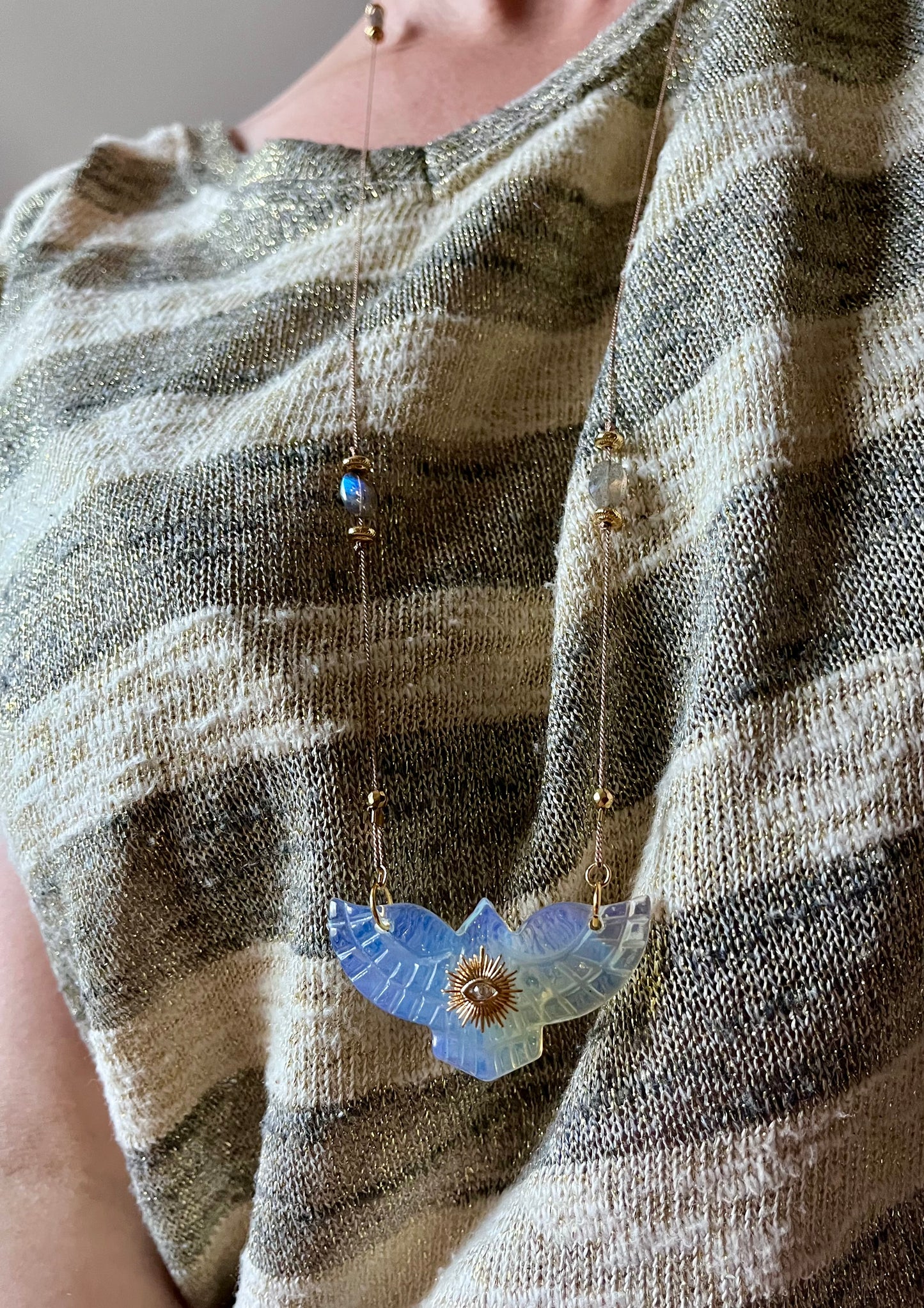 Collier sautoir phœnix Opalite