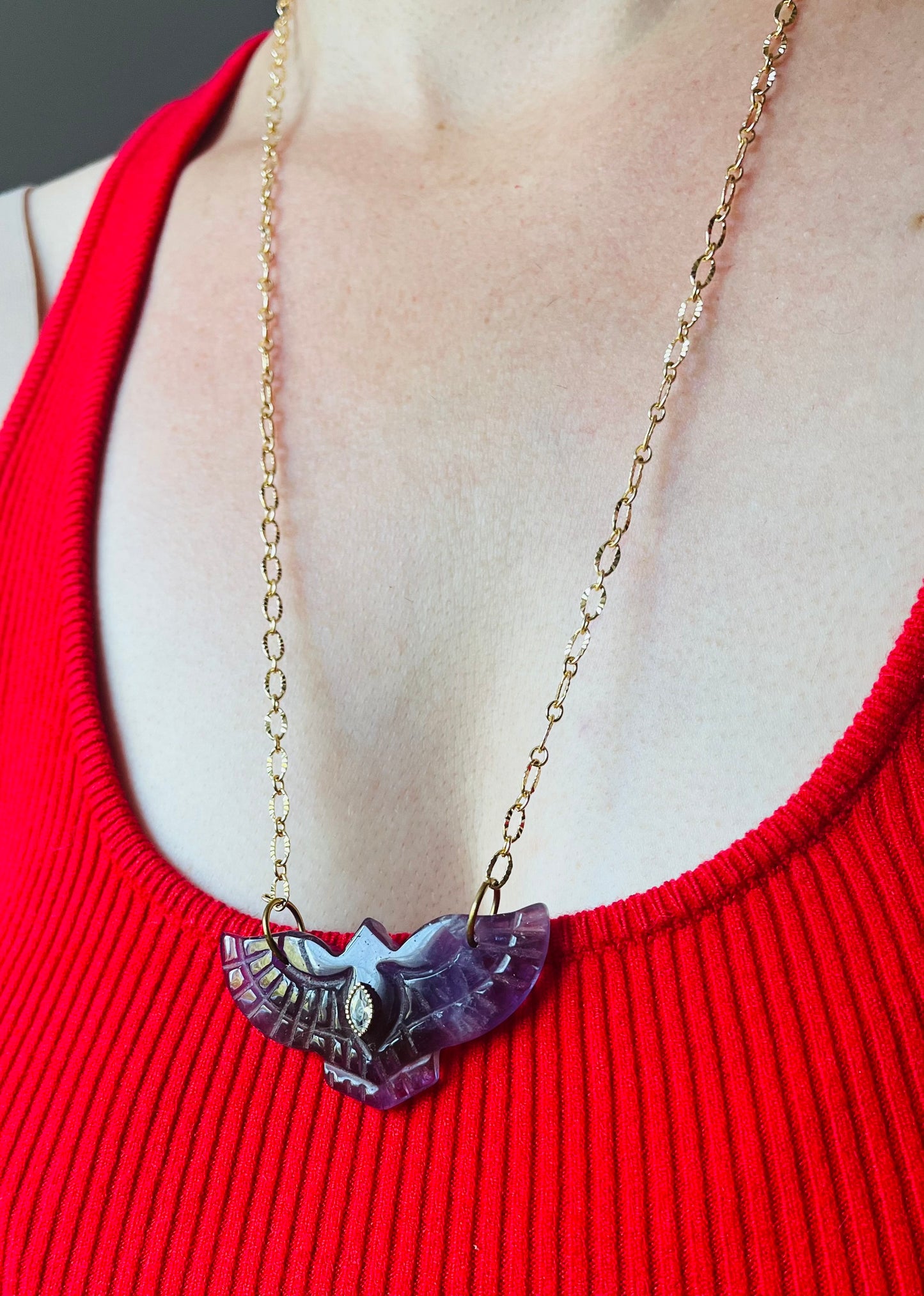 Collier sautoir phœnix Améthyste
