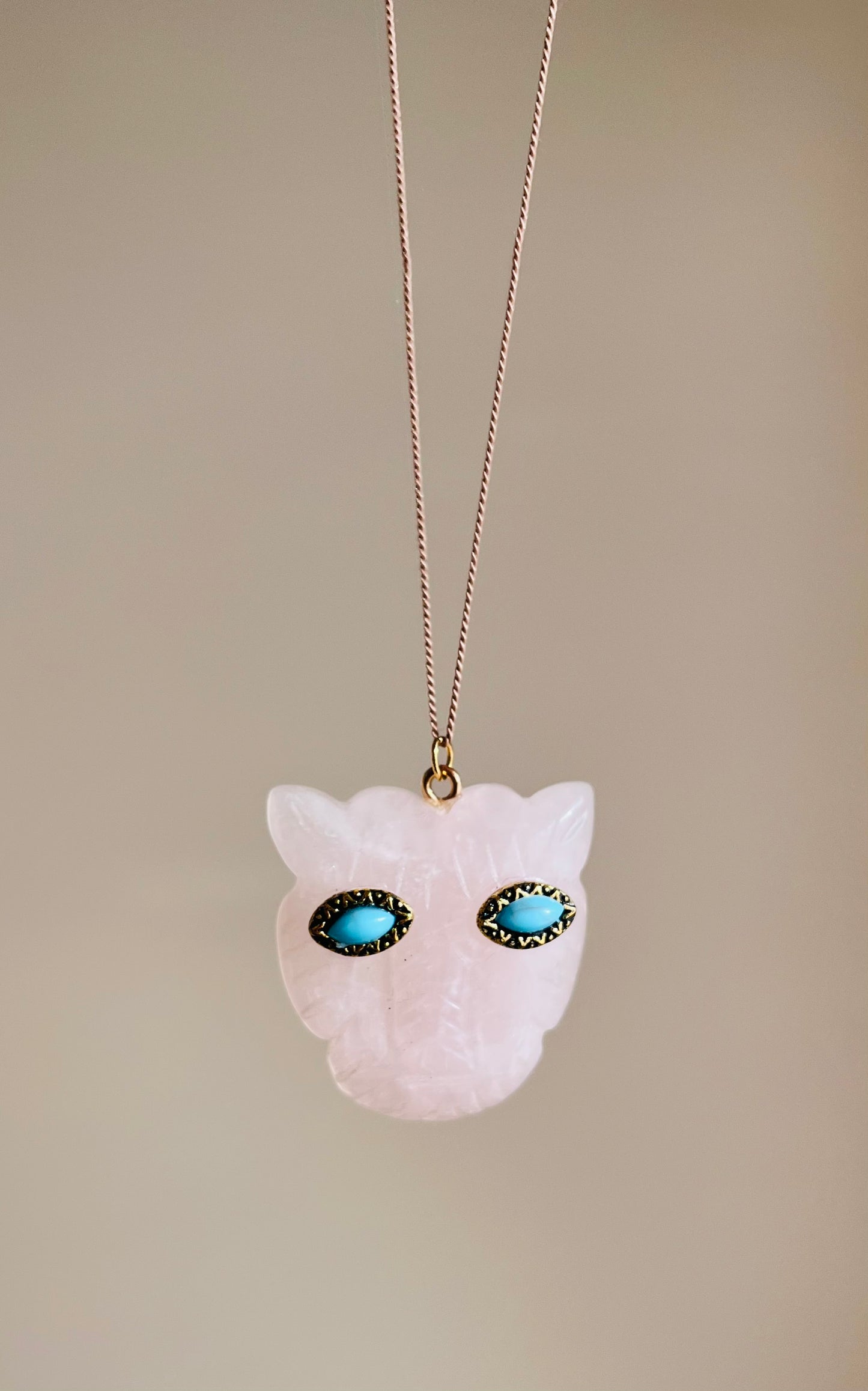 Collier sautoir talisman tigre Quartz rose