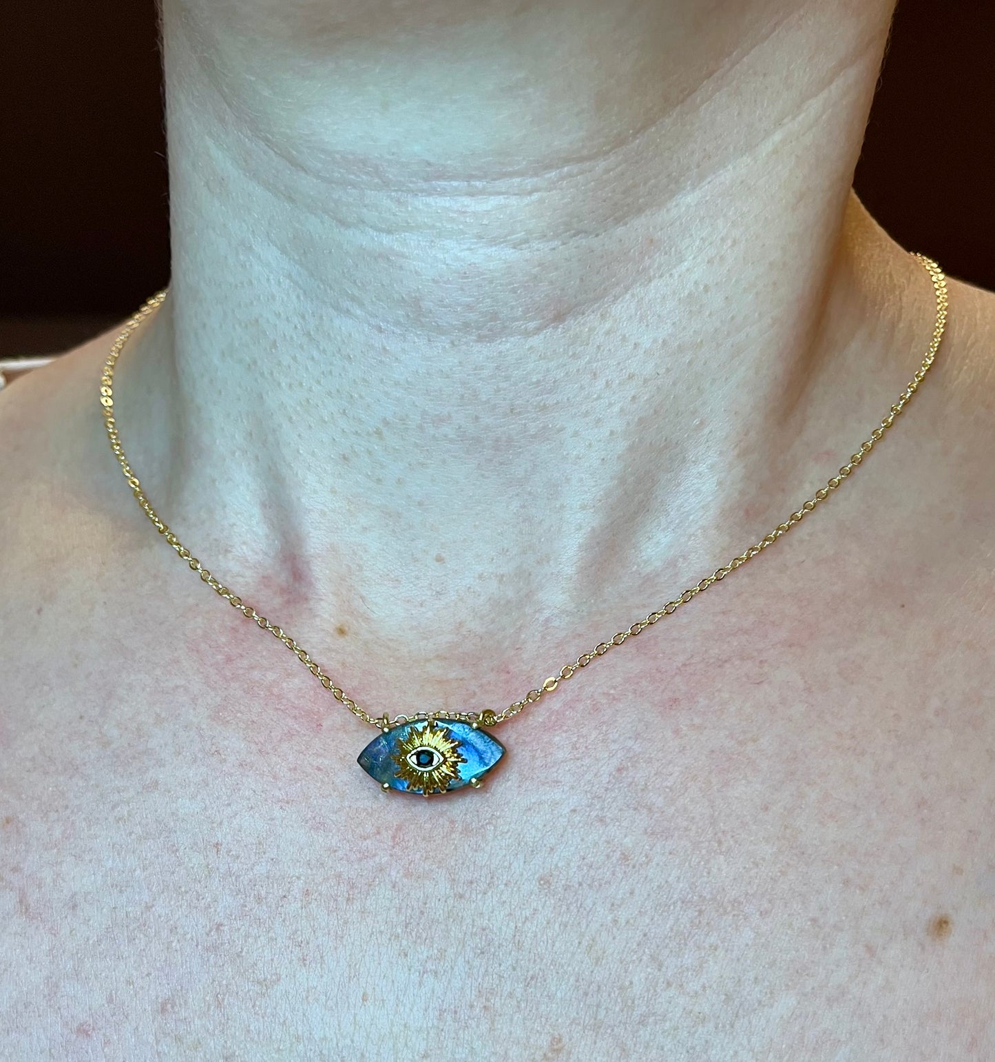 Collier amulette œil protecteur Labradorite