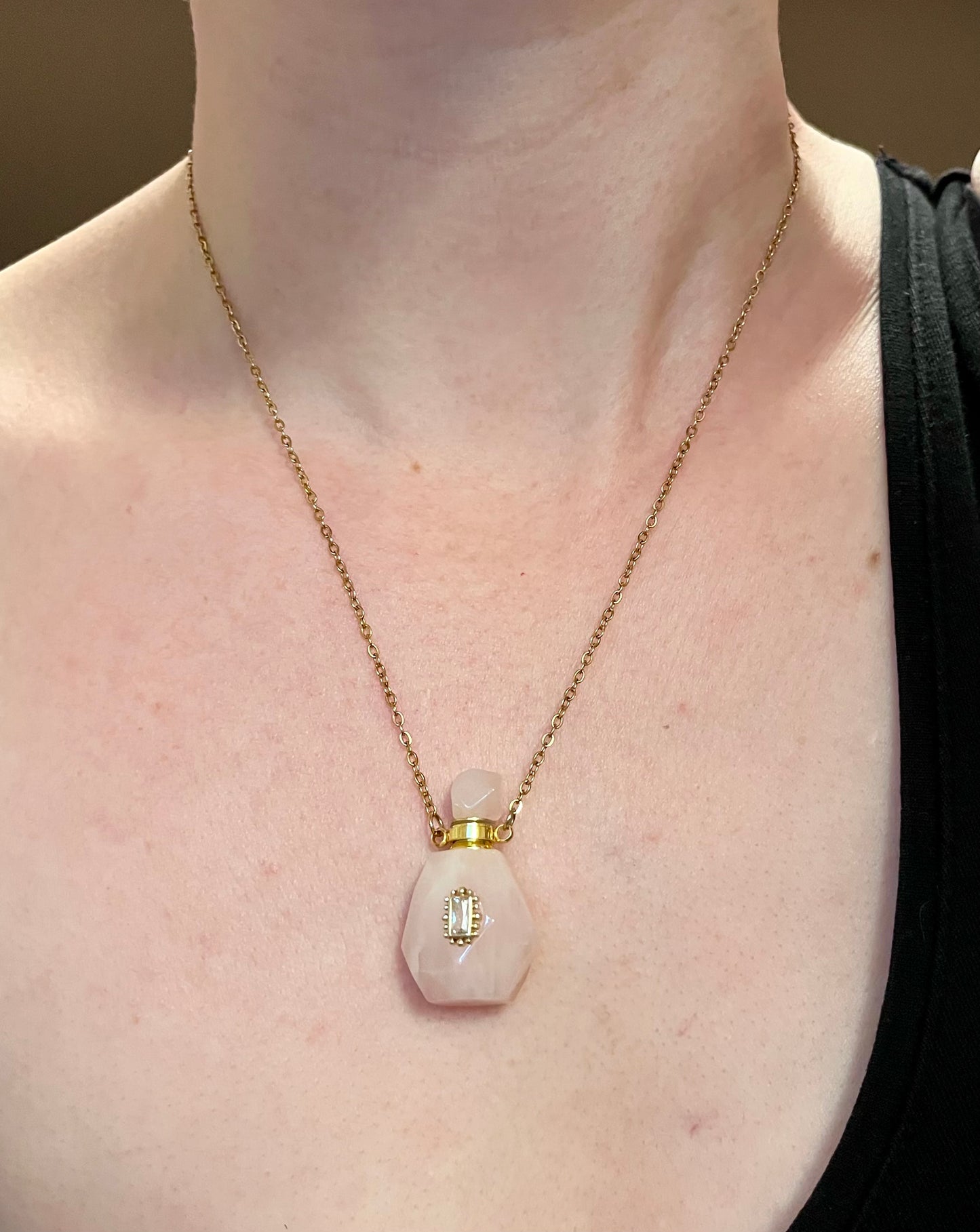 Collier fiole Quartz rose