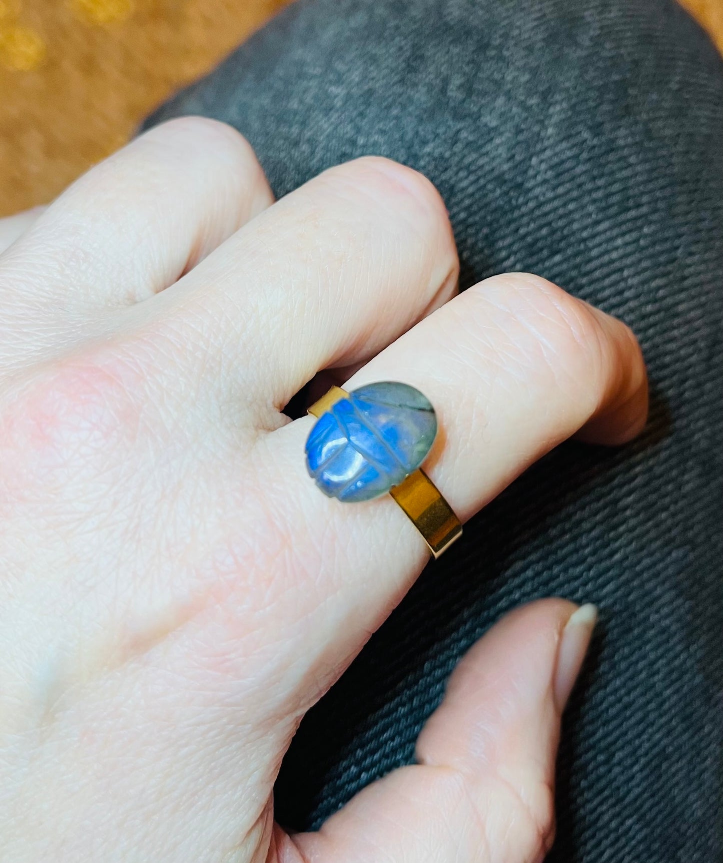 Bague grigri scarabée Labradorite