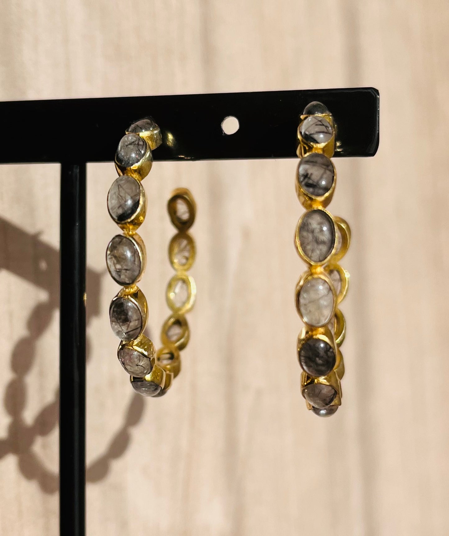 Boucles d’oreilles créoles Quartz rutile