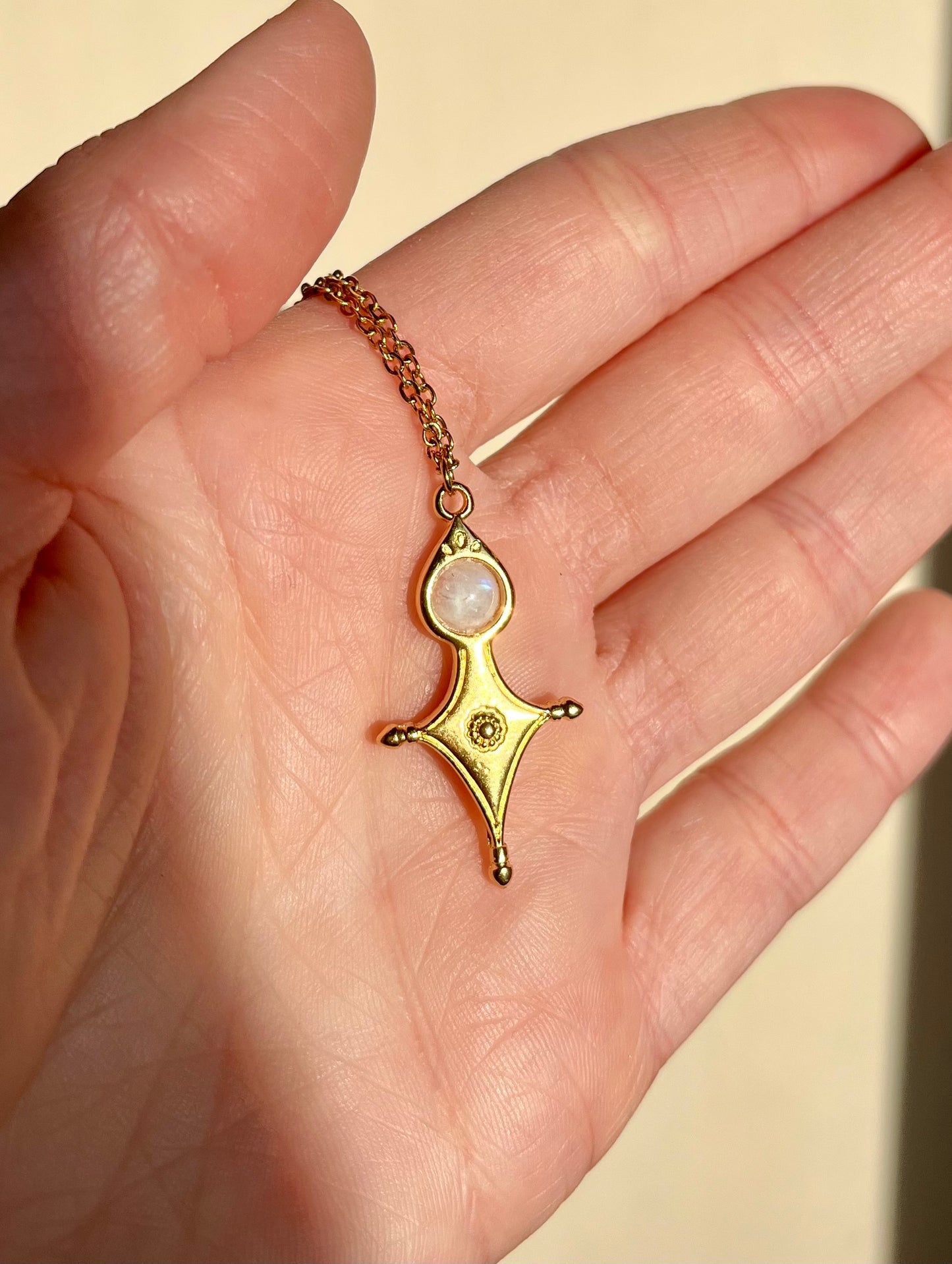 Collier Talisman Croix Touareg Pierre de Lune