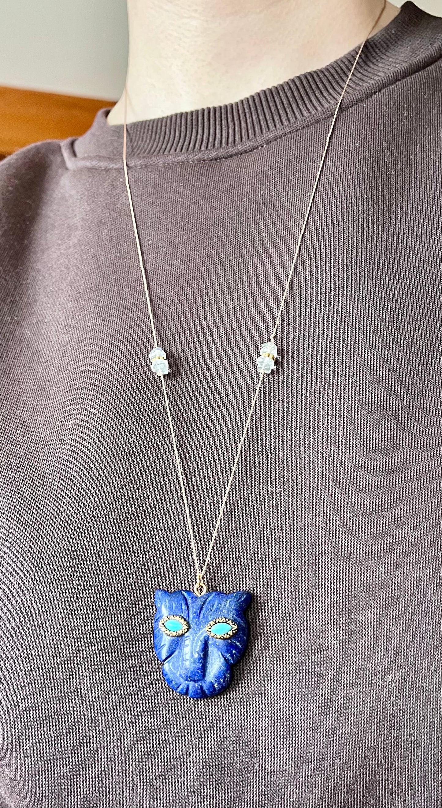 Collier sautoir talisman tigre Lapis-lazuli