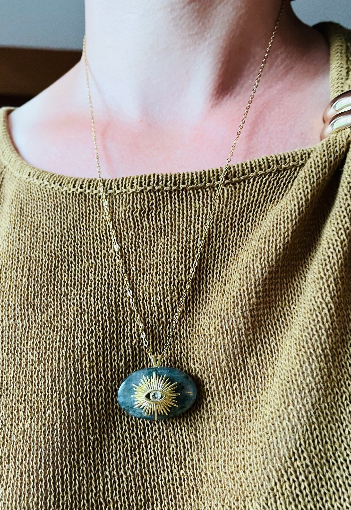 Collier sautoir protecteur grigri Labradorite