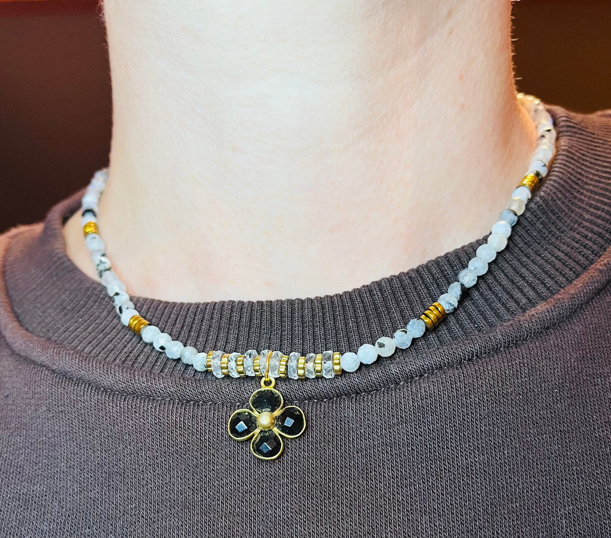 Collier Pierre de Lune et Onyx noir
