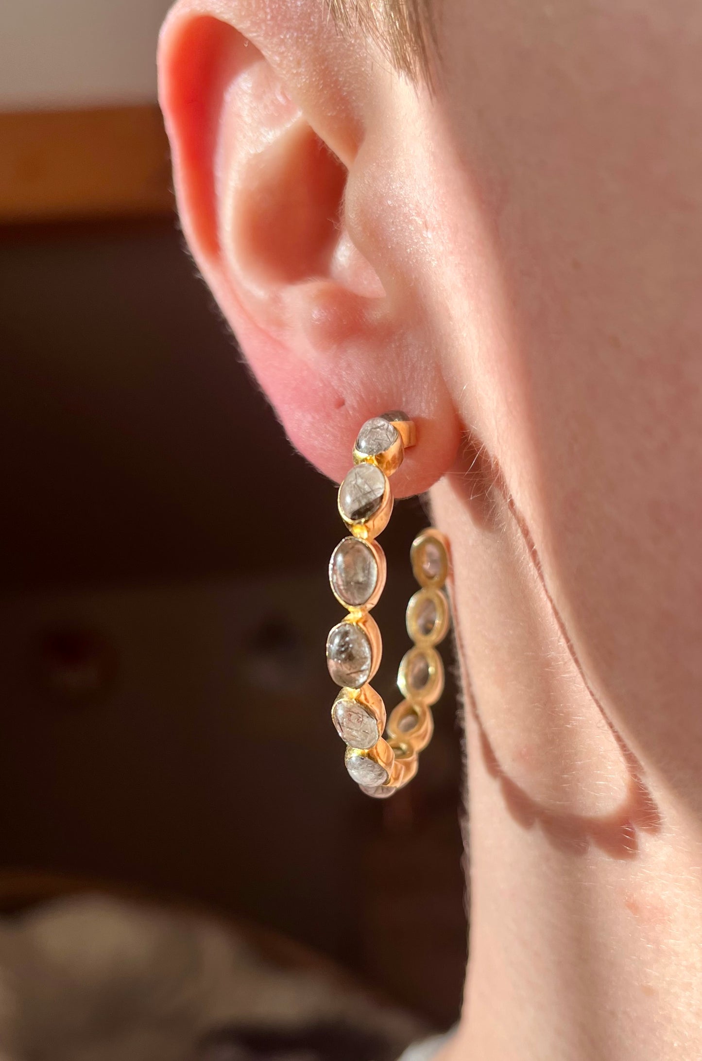 Boucles d’oreilles créoles Quartz rutile