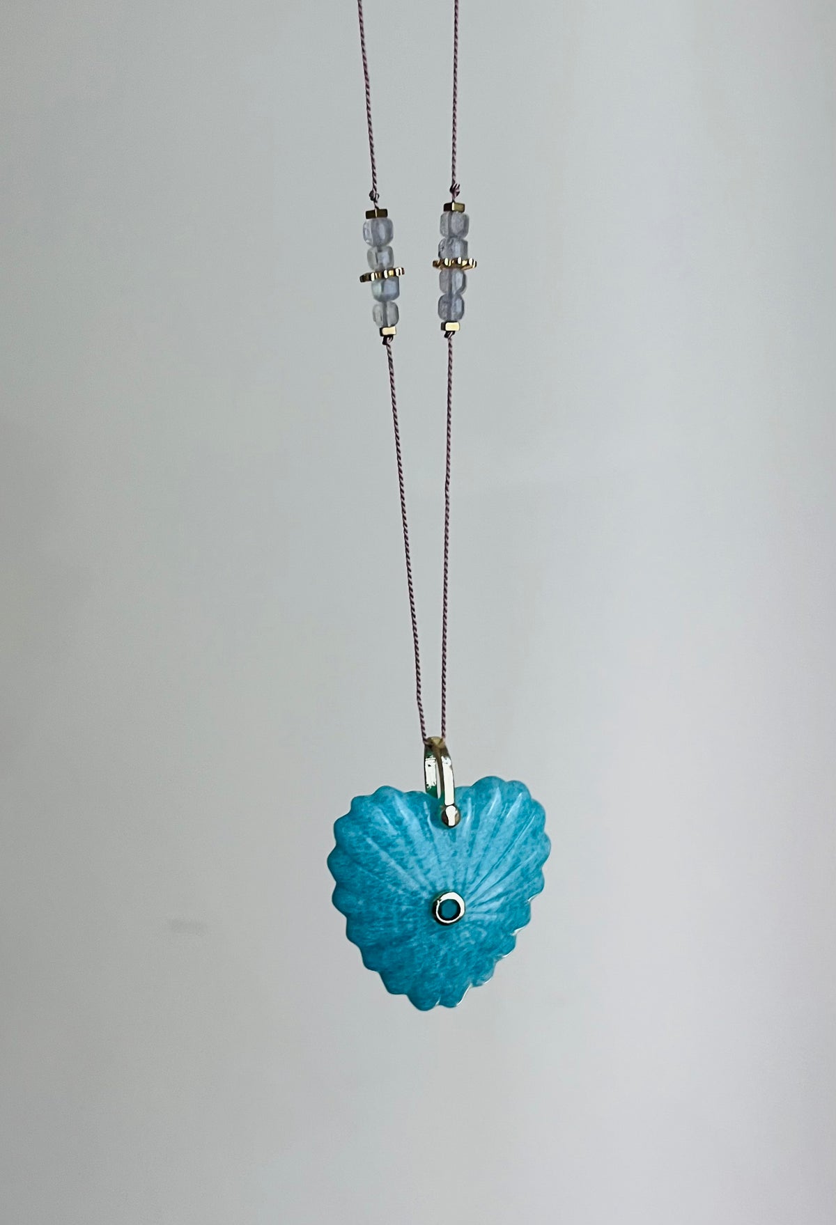 Collier sautoir cœur Amazonite
