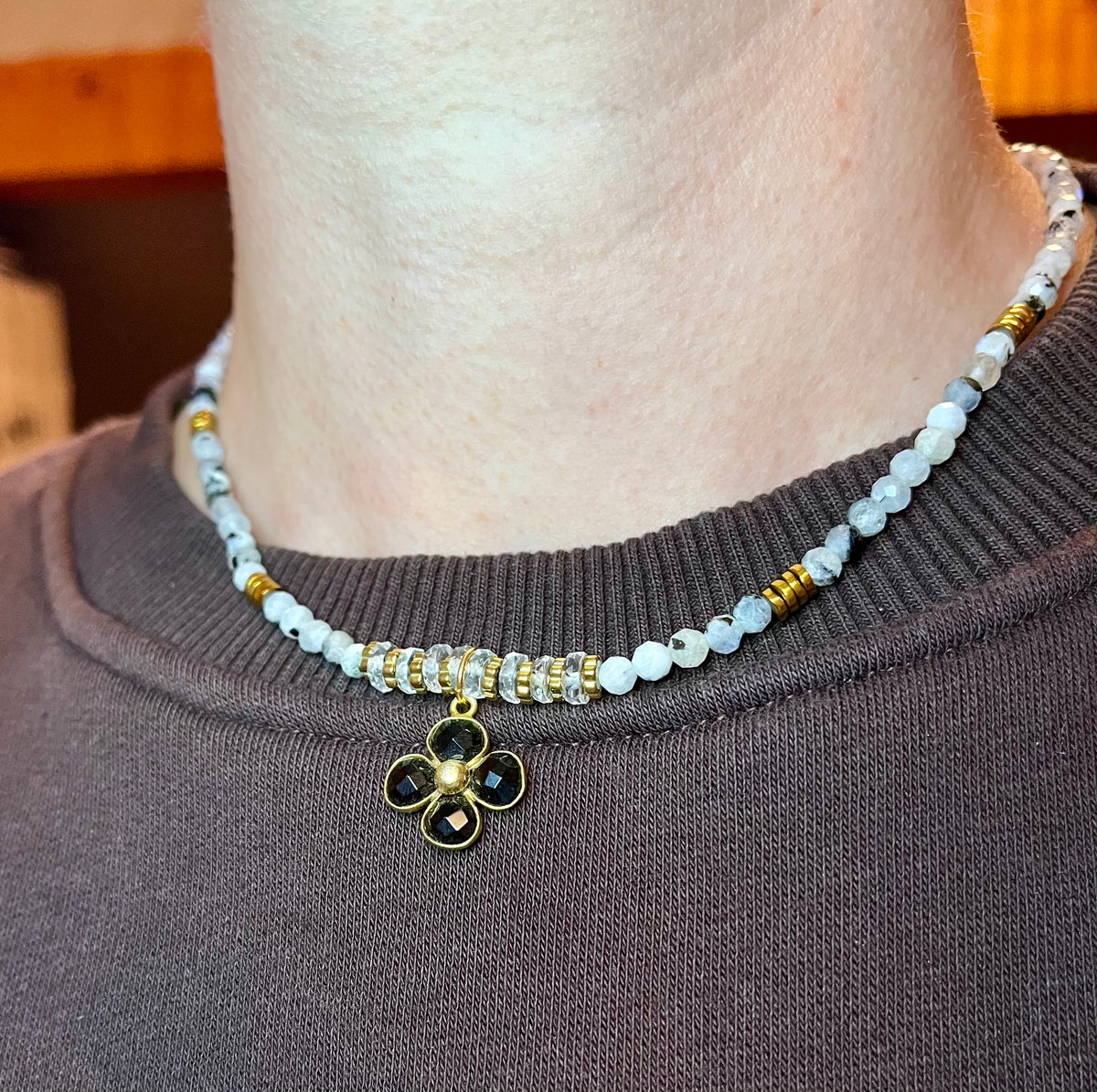 Collier Pierre de Lune et Onyx noir