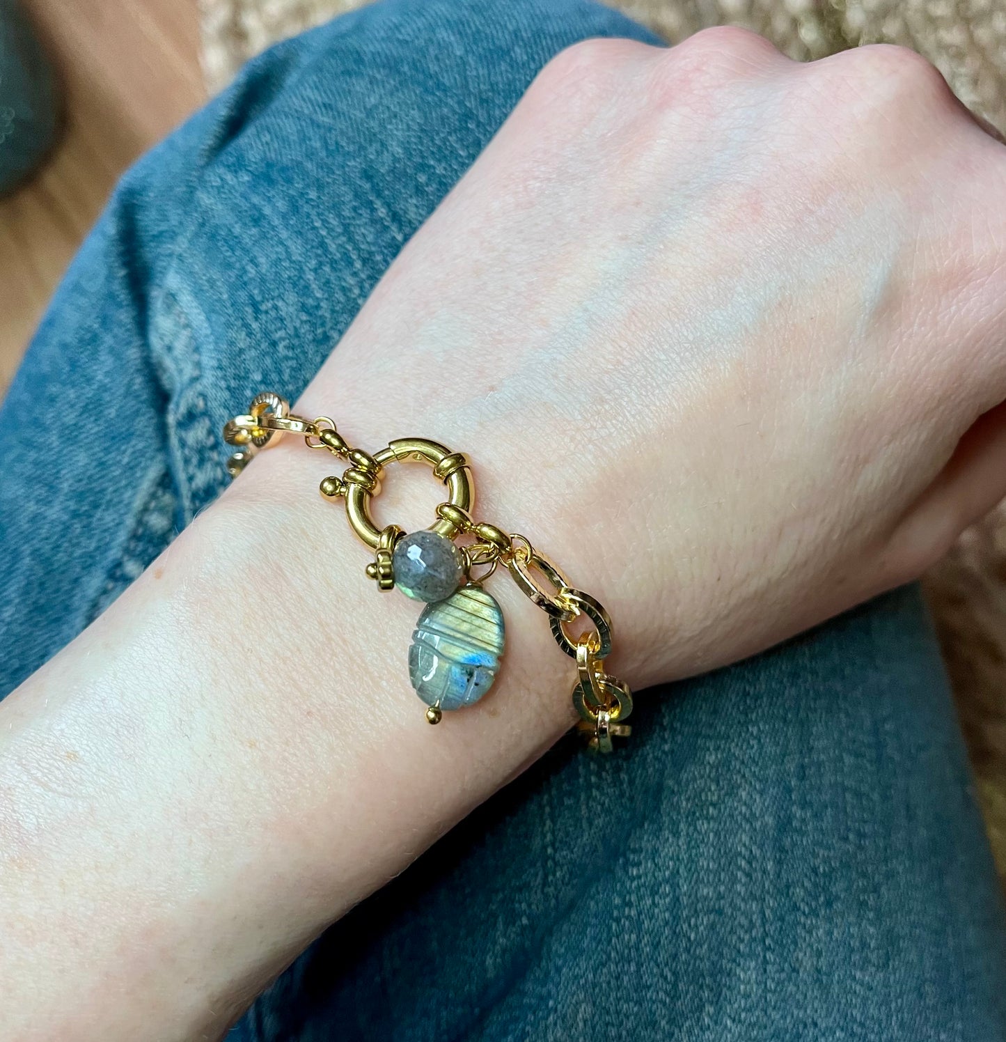 Bracelet talisman scarabée Labradorite