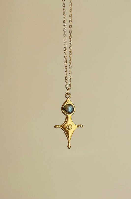 Collier Talisman Croix Touareg Labradorite