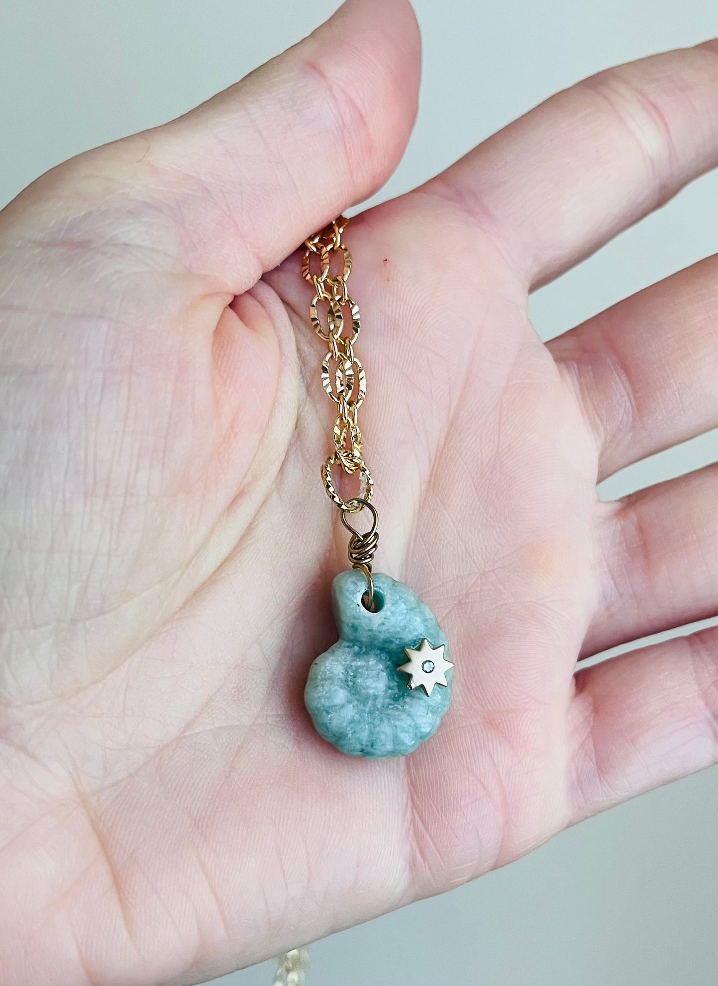 Collier sautoir coquillage Amazonite
