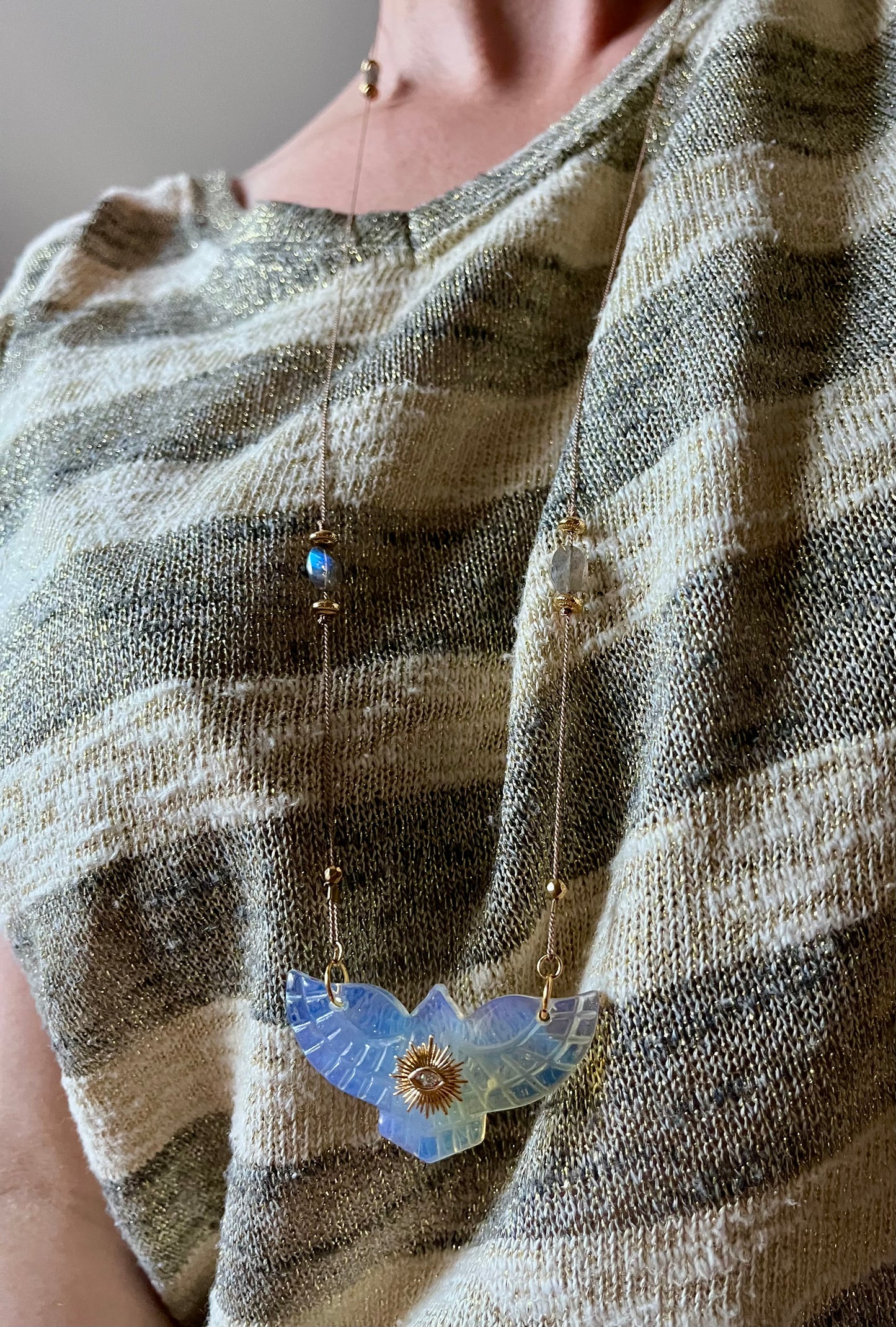 Collier sautoir phœnix Opalite