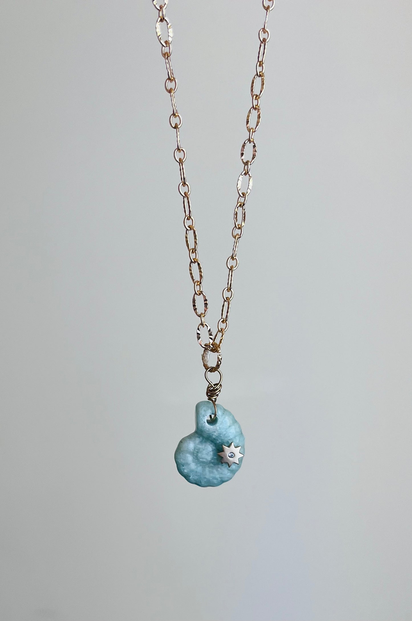 Collier sautoir coquillage Amazonite