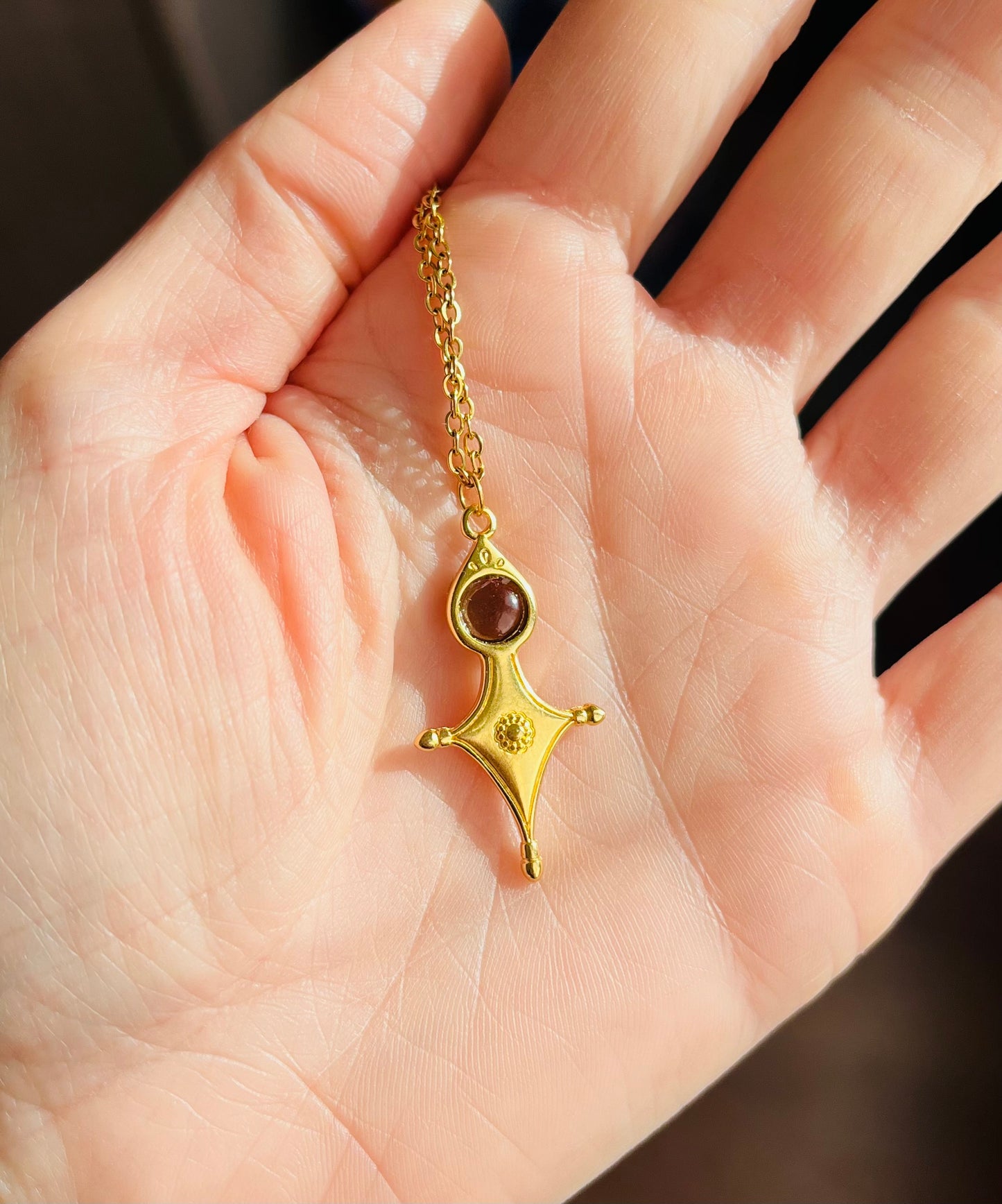 Collier Talisman Croix Touareg Quartz fumé