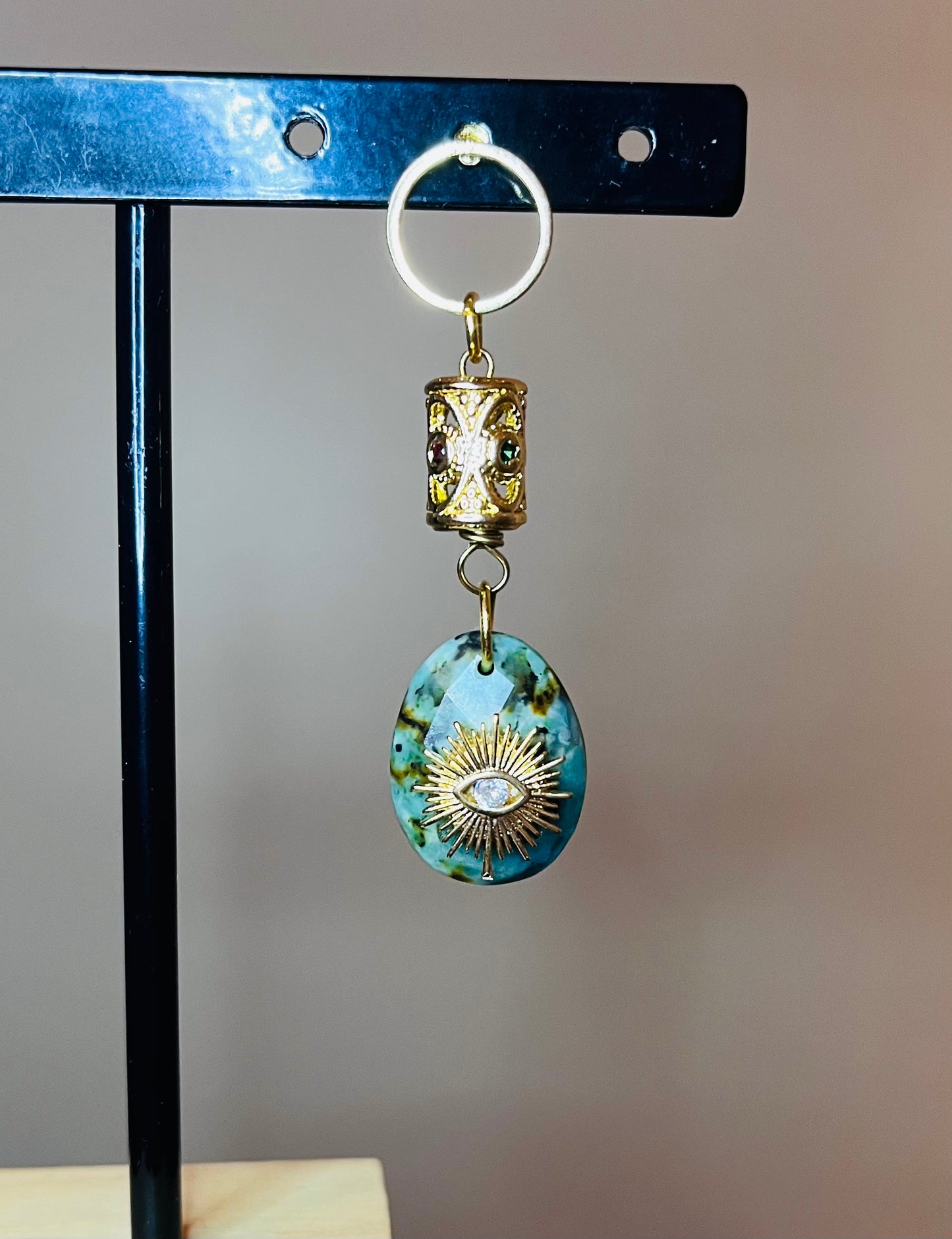 Mono boucle talisman Turquoise Africaine