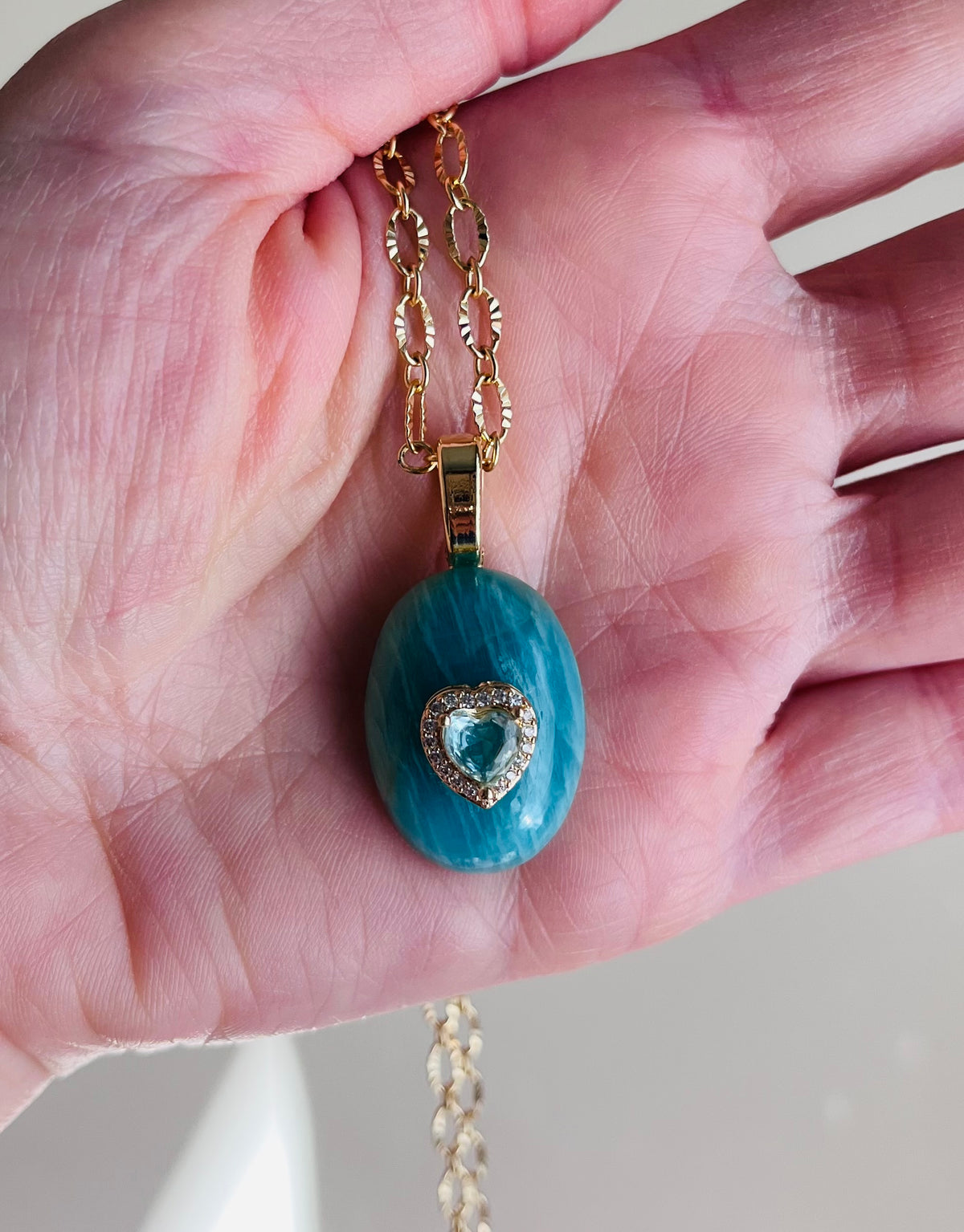 Collier sautoir grigri Amazonite