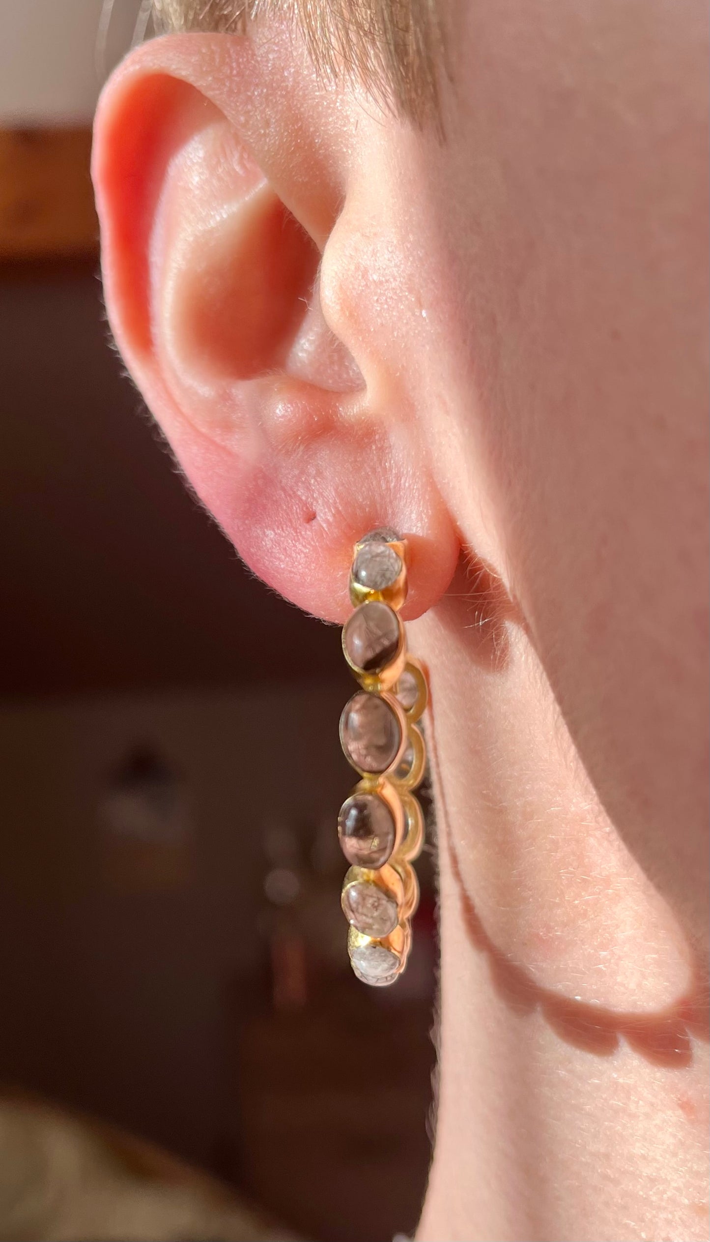 Boucles d’oreilles créoles Quartz rutile