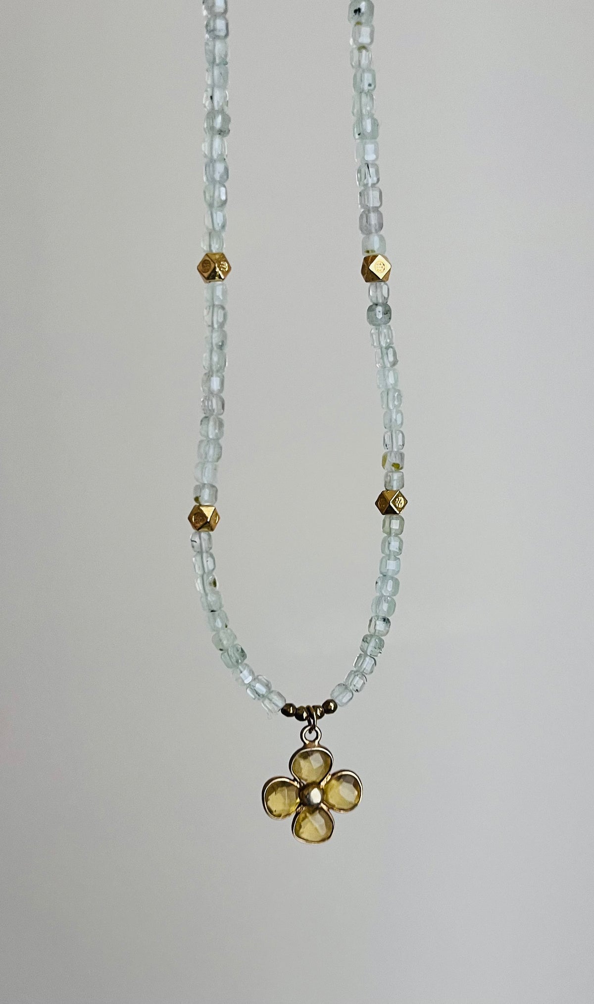 Collier Préhnite et Citrine