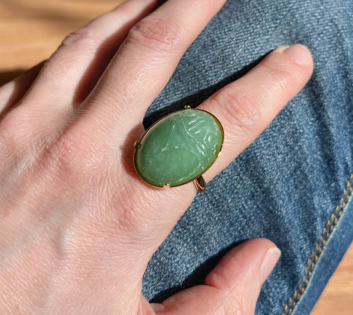 Bague amulette scarabée Aventurine
