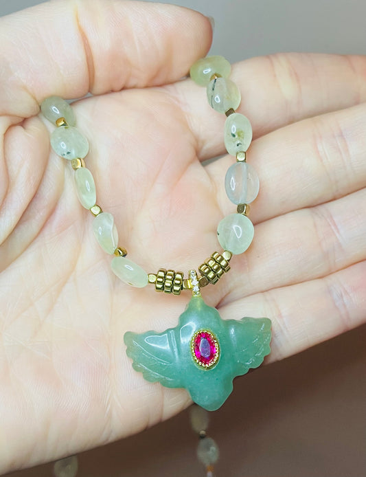 Collier talisman Aventurine et Préhnite