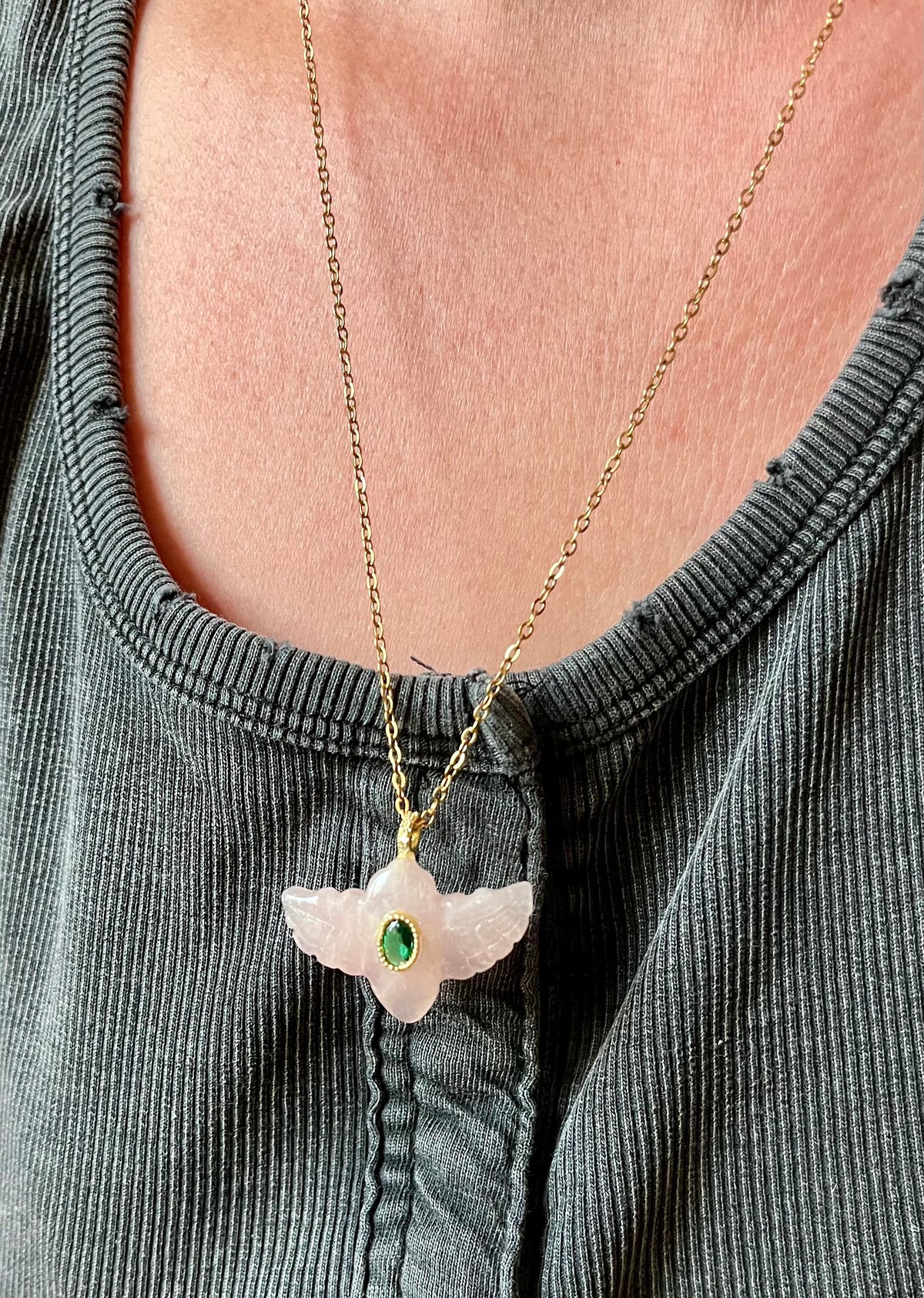 Sautoir talisman Quartz rose