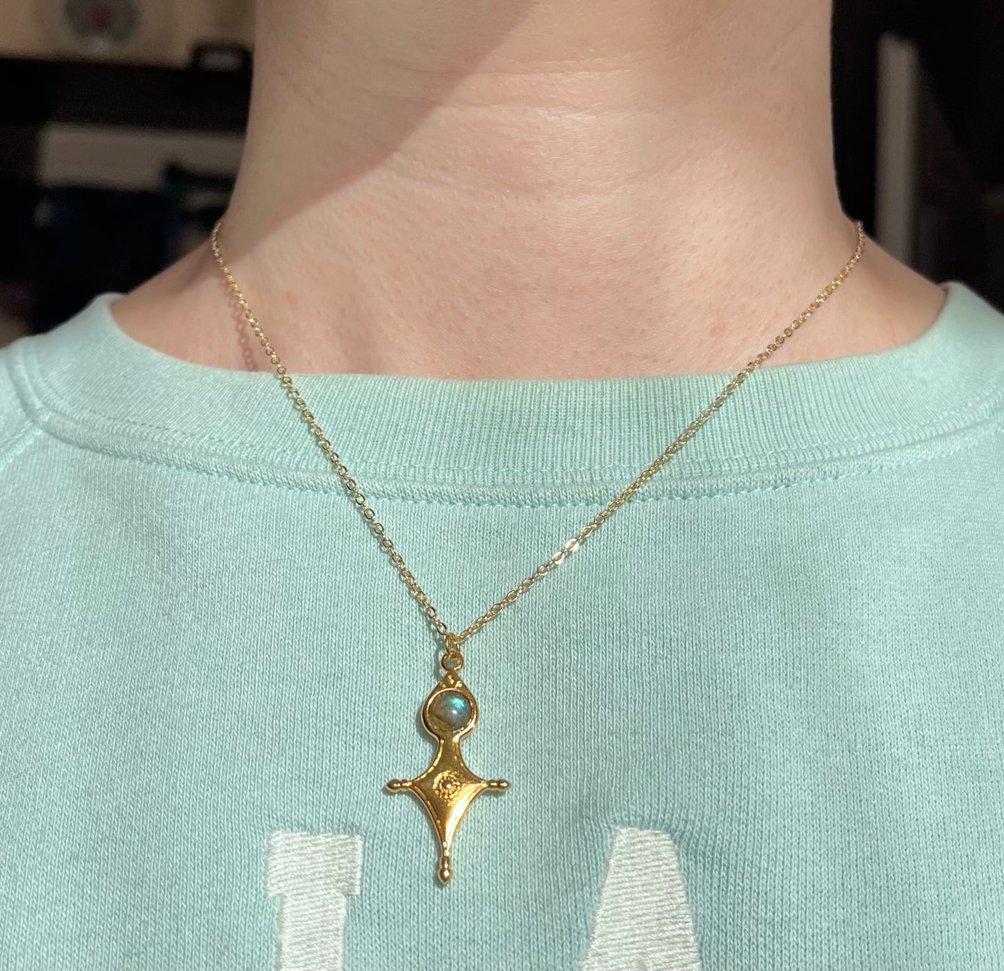 Collier Talisman Croix Touareg Labradorite