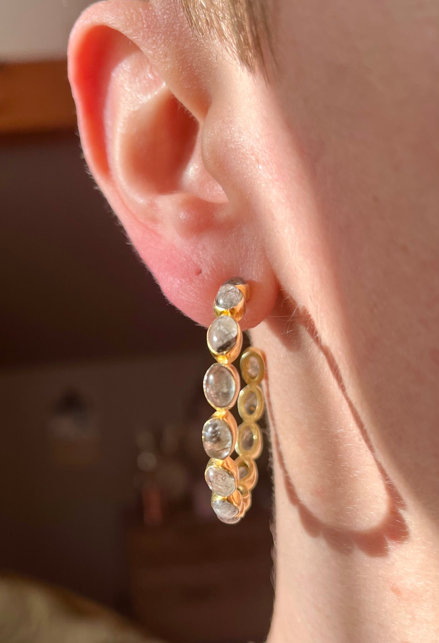 Boucles d’oreilles créoles Quartz rutile