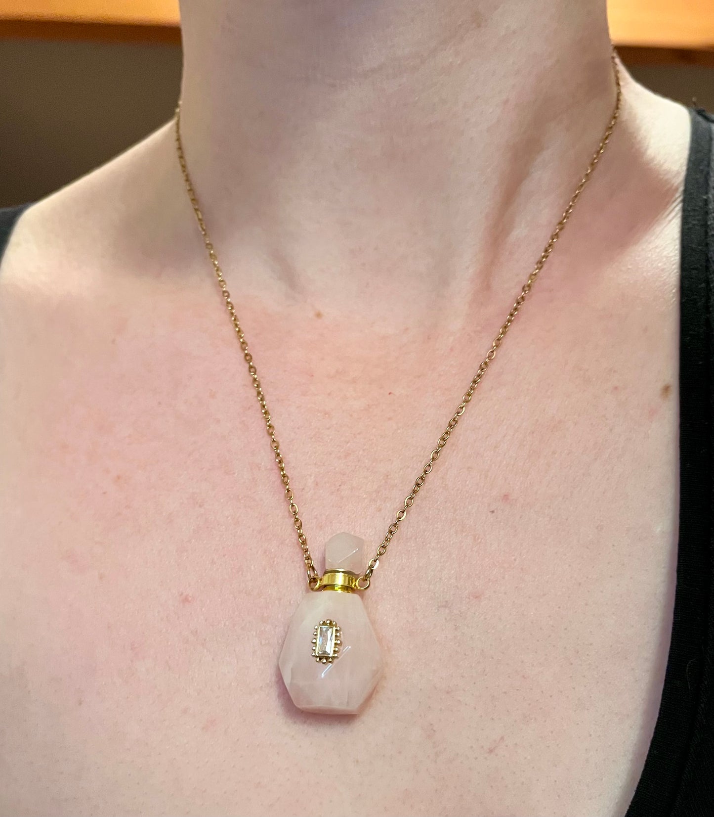 Collier fiole Quartz rose