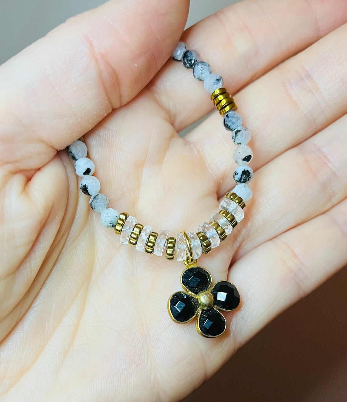 Collier Pierre de Lune et Onyx noir