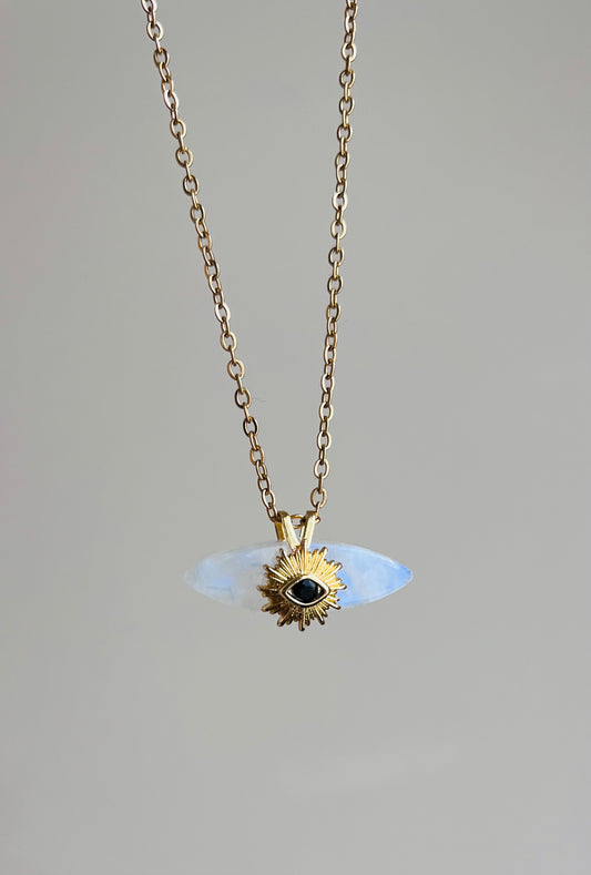 Moonstone Protective Eye Talisman Necklace