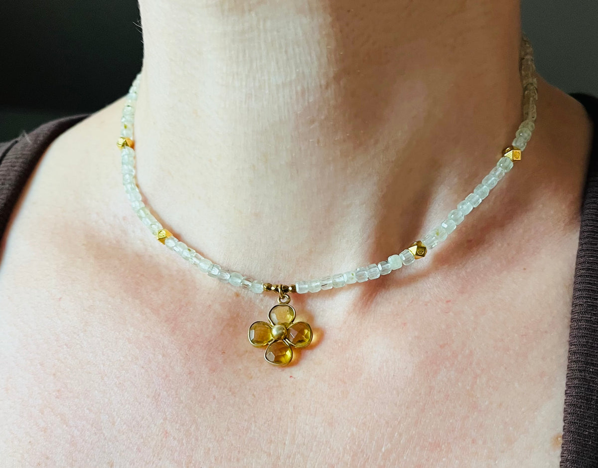 Collier Préhnite et Citrine