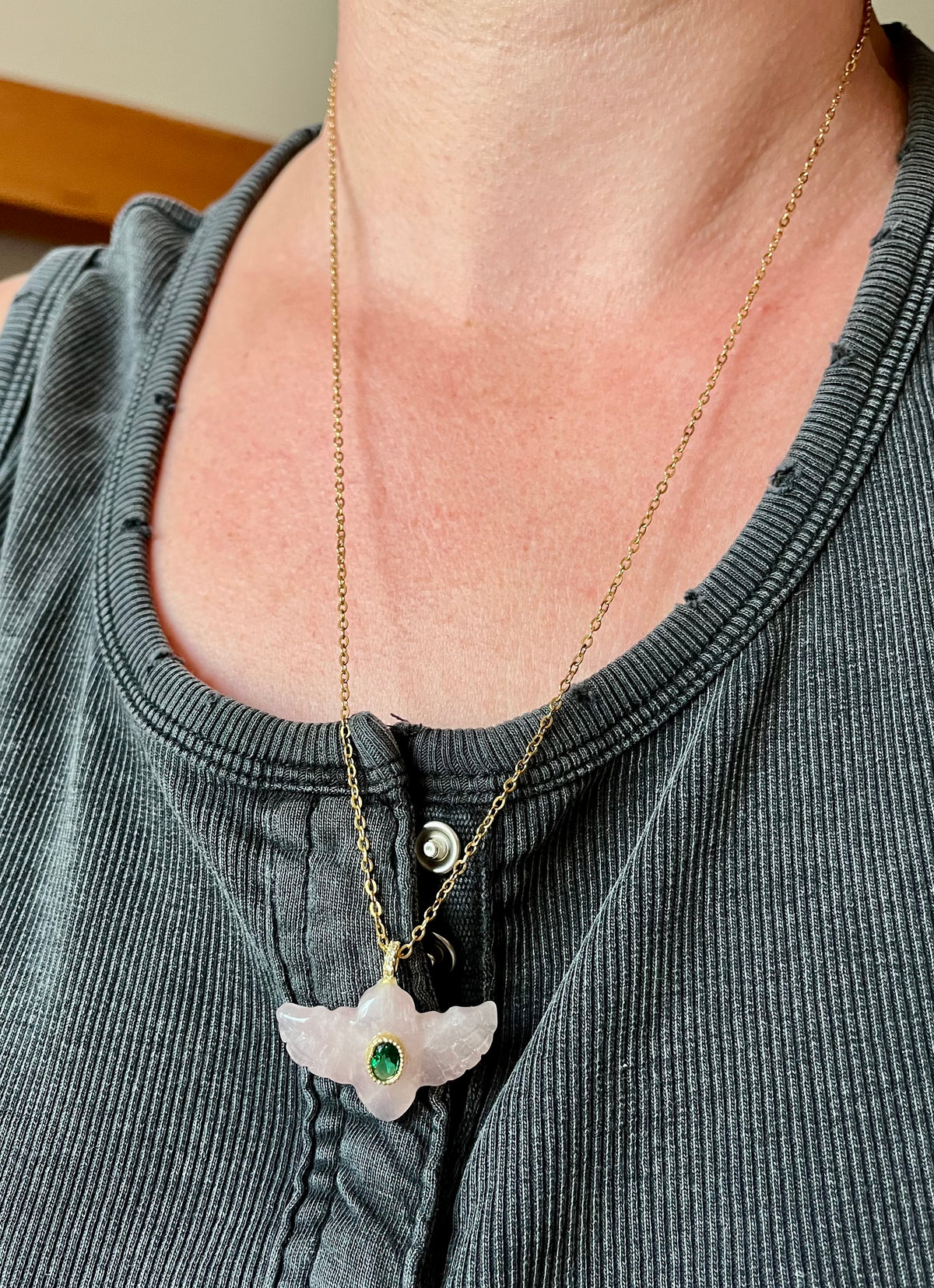Sautoir talisman Quartz rose