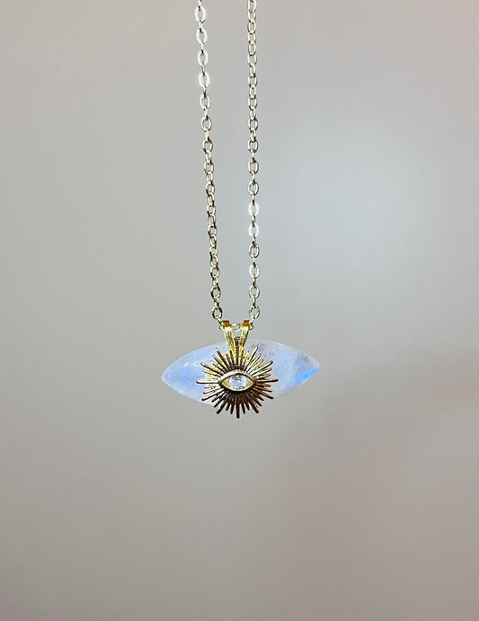Collier talisman œil protecteur Pierre de Lune