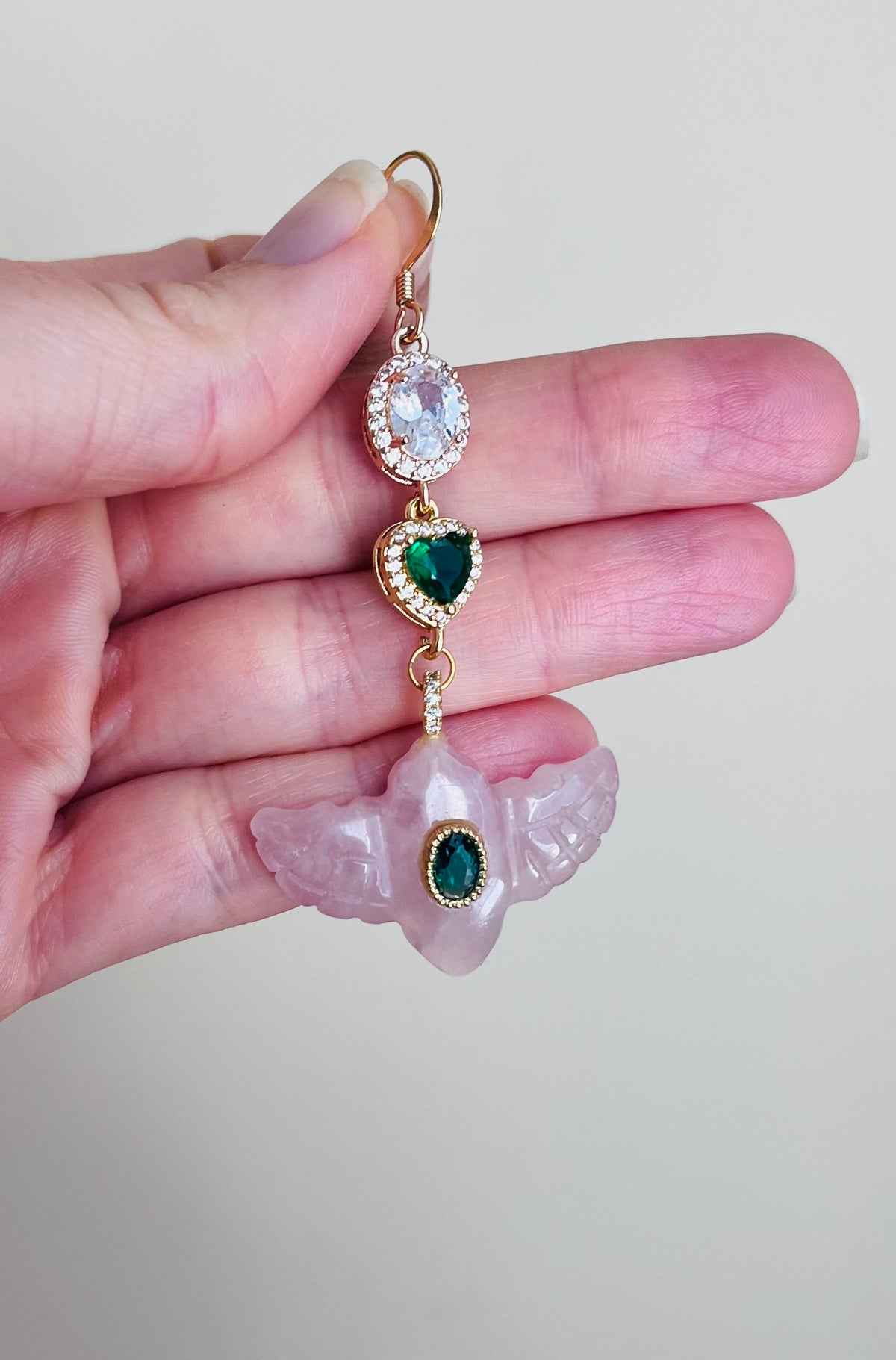 Mono boucle amulette Quartz rose