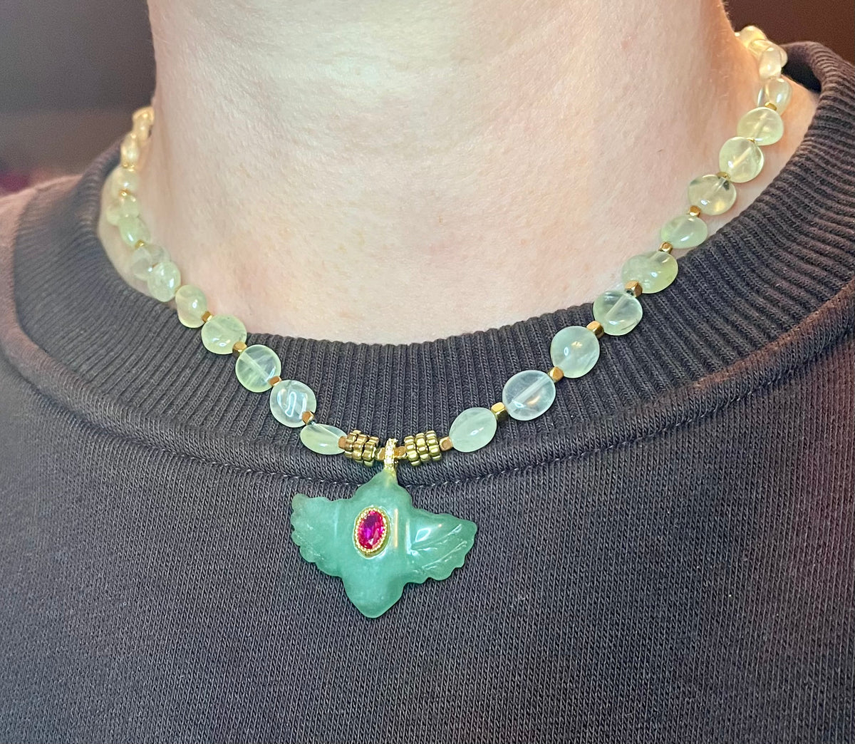 Collier talisman Aventurine et Préhnite