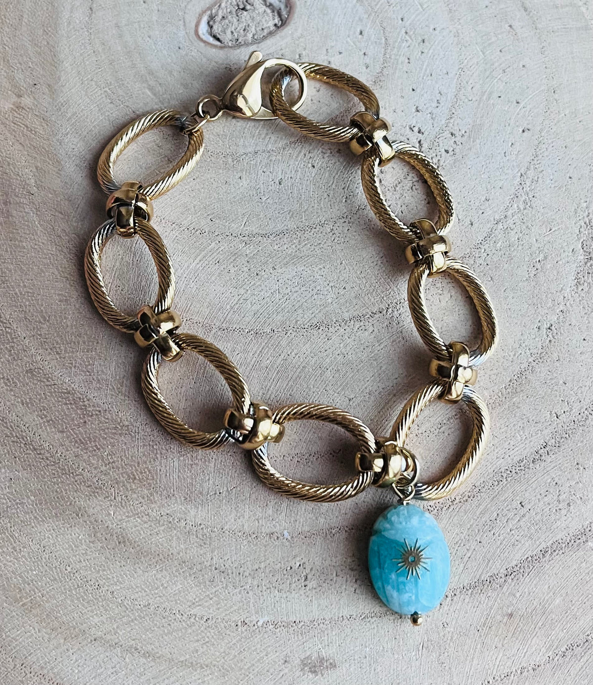 Bracelet talisman scarabée Amazonite