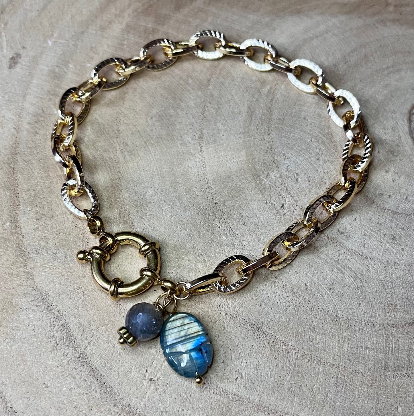 Bracelet talisman scarabée Labradorite