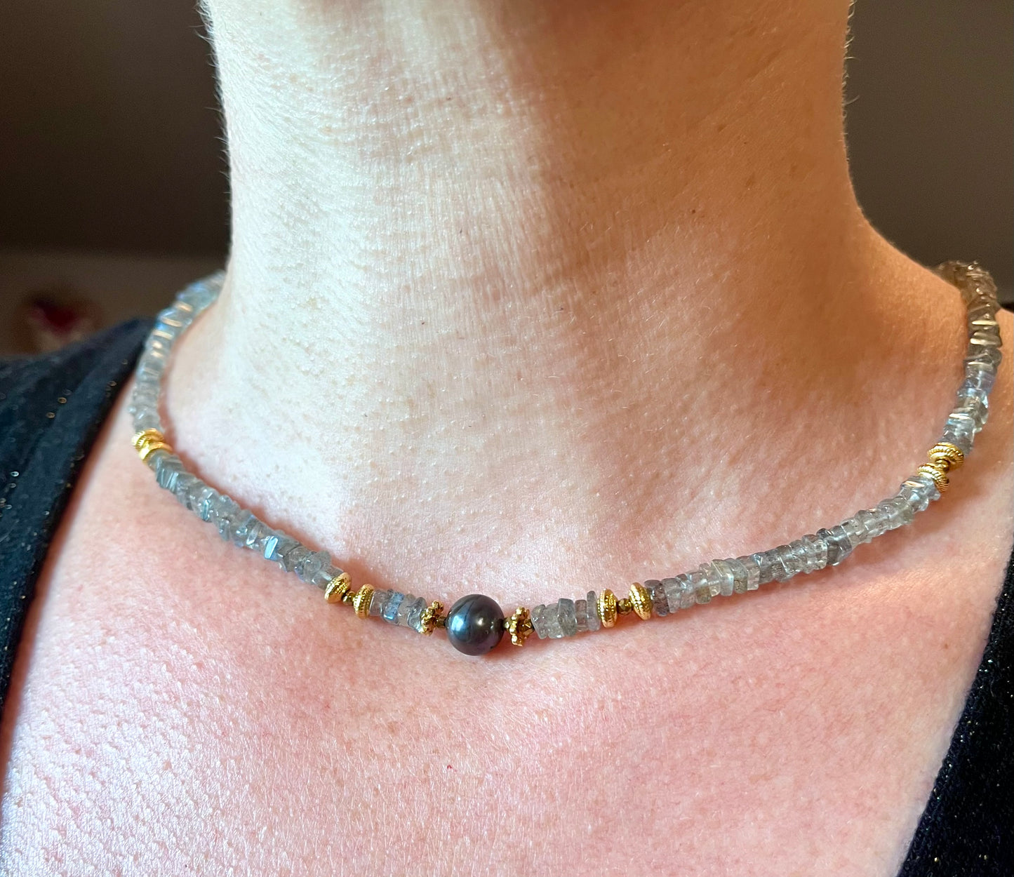 Collier Labradorite et Perle d’eau douce