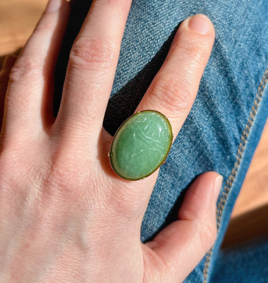 Bague amulette scarabée Aventurine