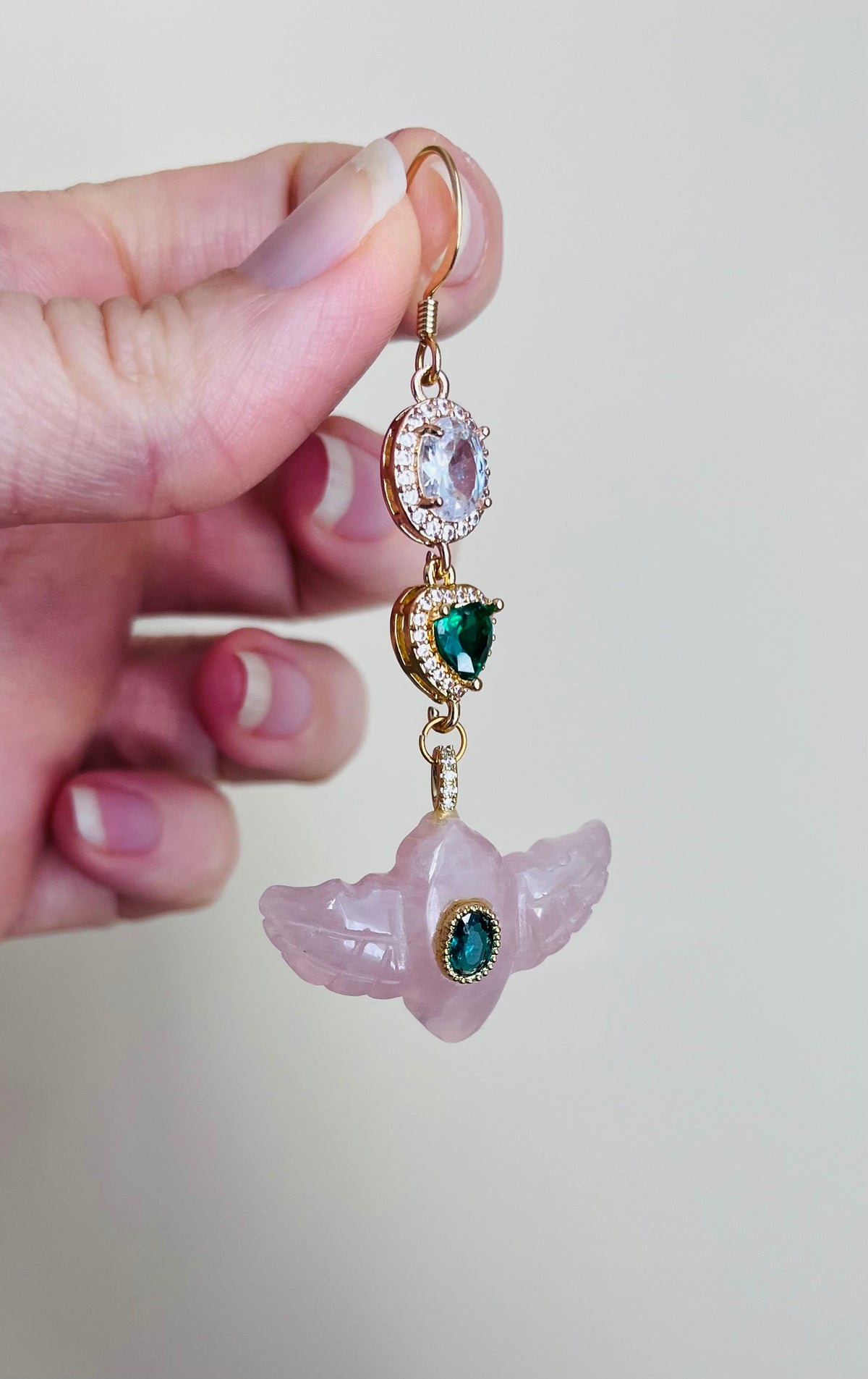 Mono boucle amulette Quartz rose