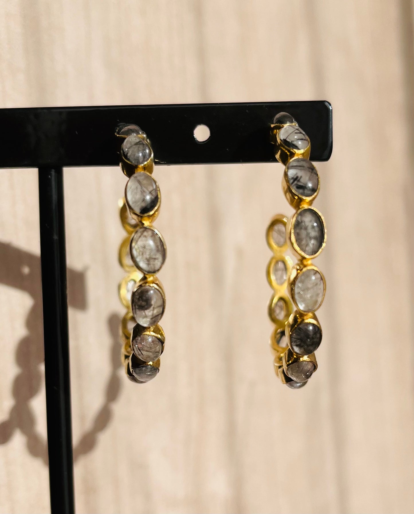Boucles d’oreilles créoles Quartz rutile