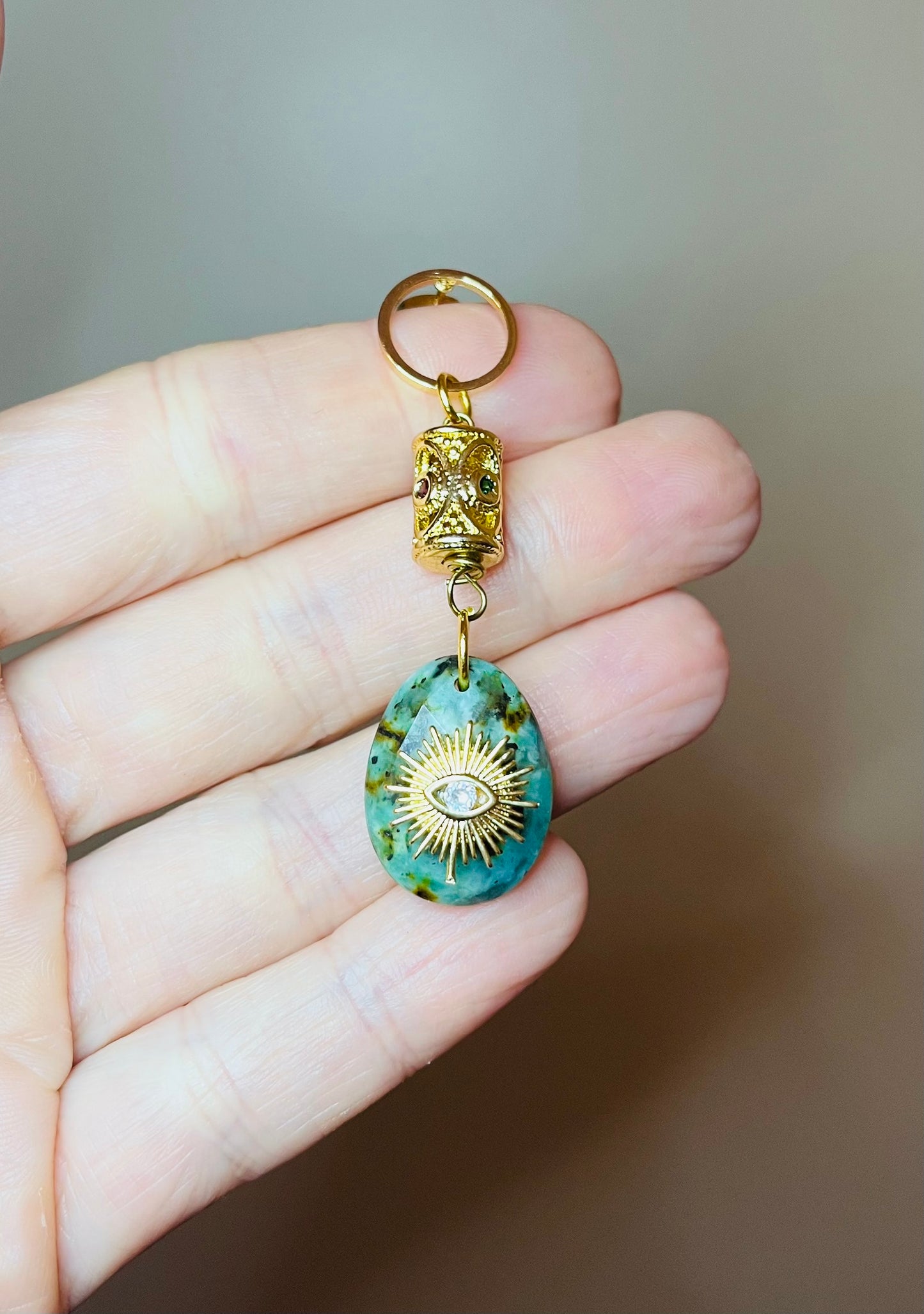 Mono boucle talisman Turquoise Africaine