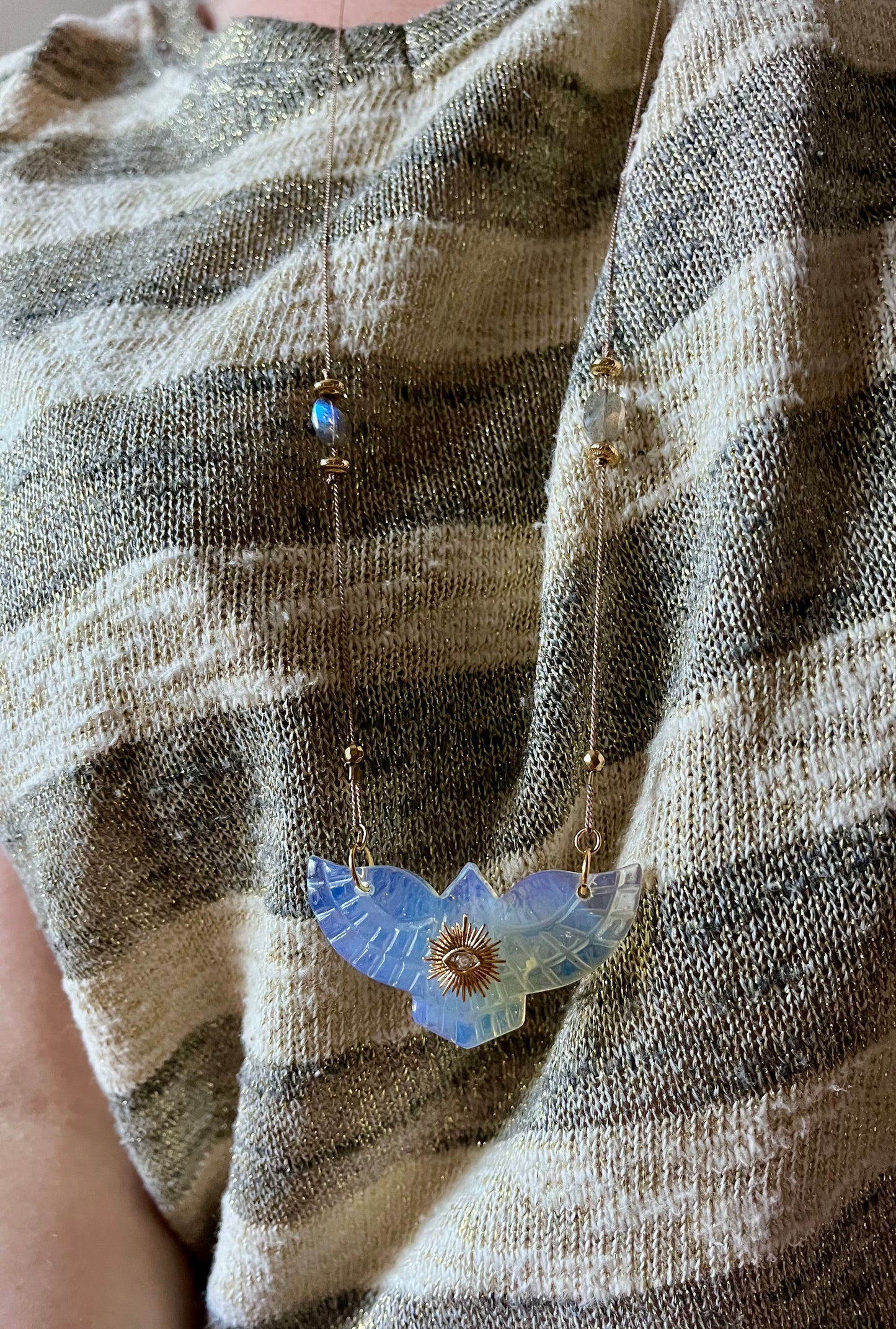 Collier sautoir phœnix Opalite