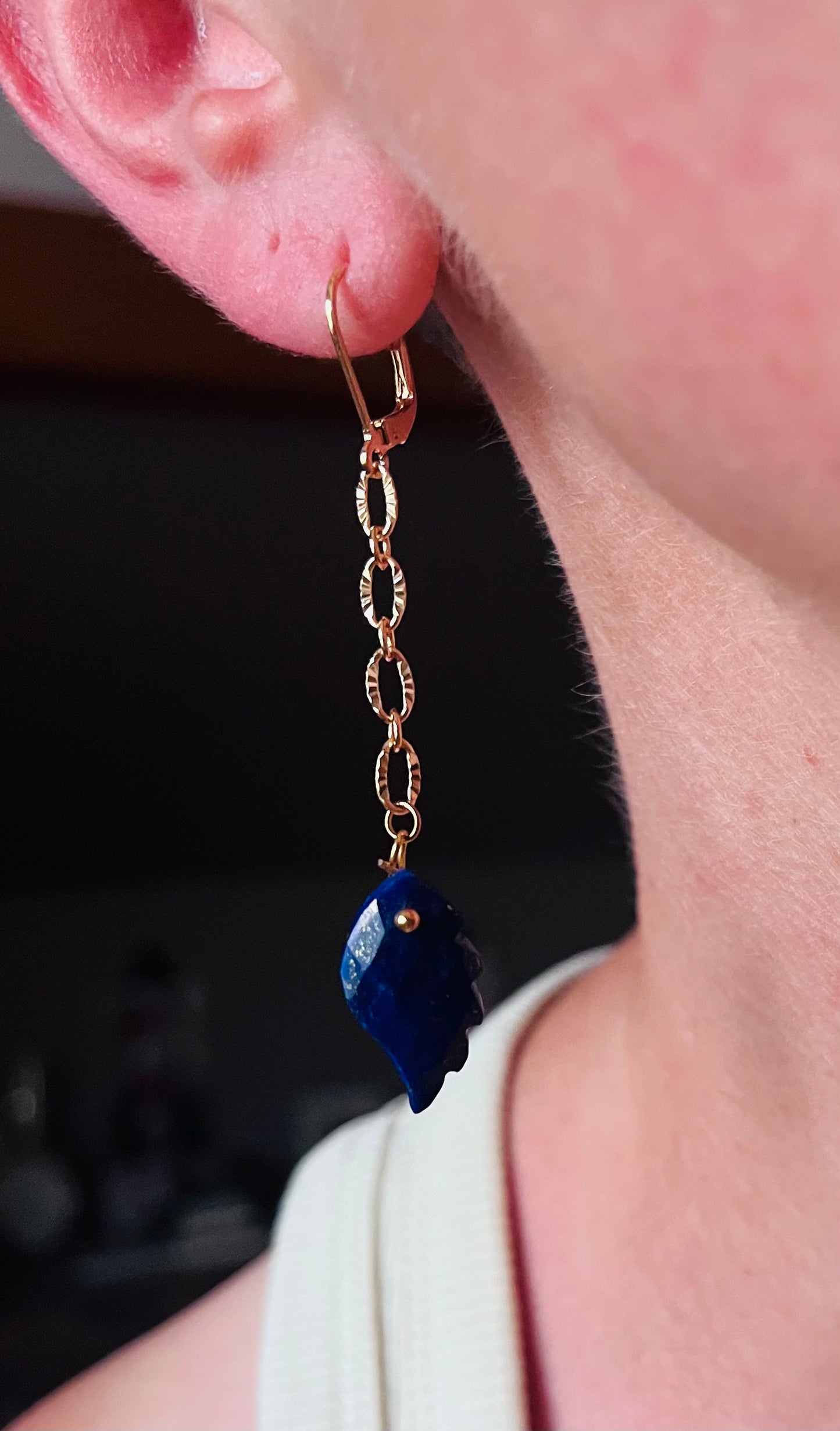 Boucles d’oreilles ailes Lapis-lazuli et Labradorite
