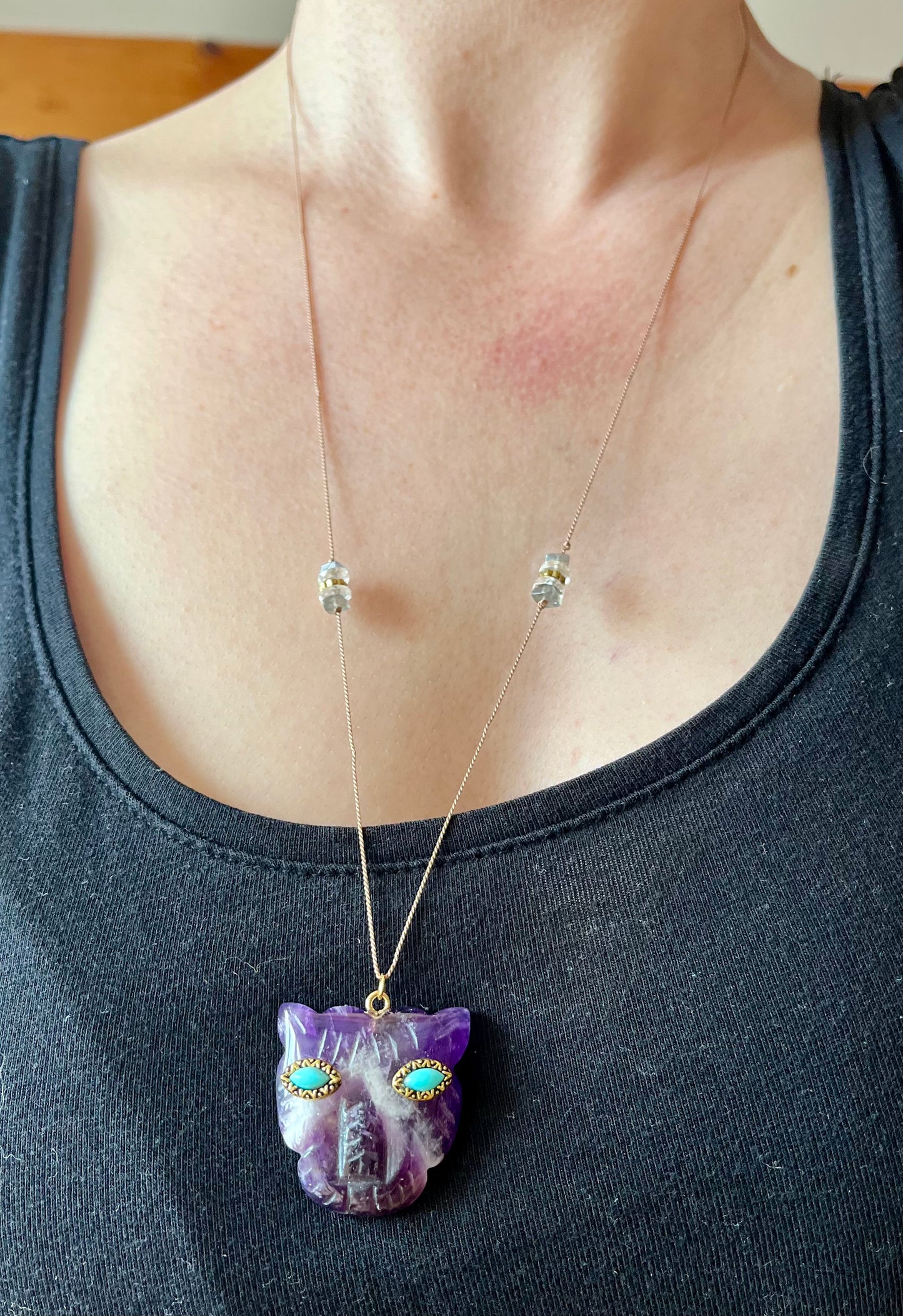 Collier sautoir talisman tigre Améthyste
