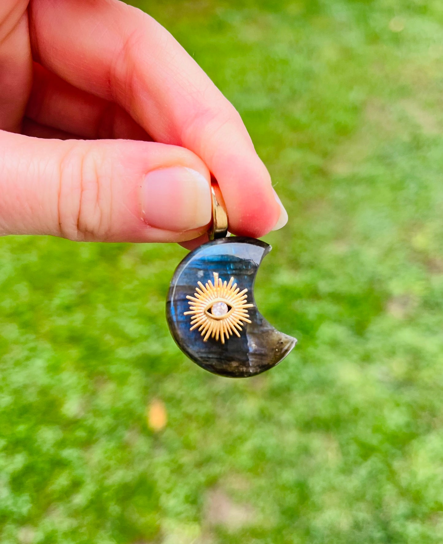 Pendentif Lune Labradorite