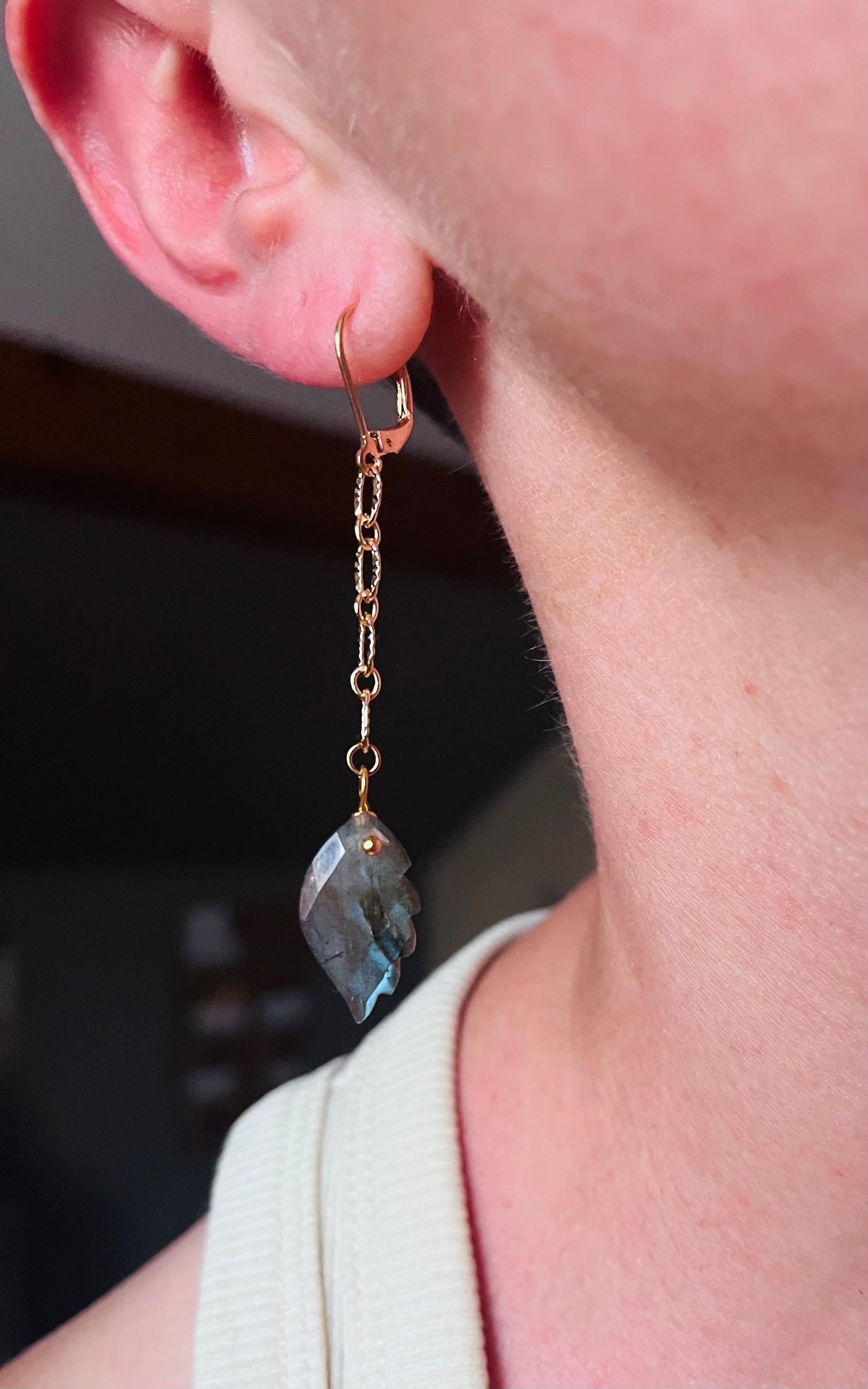 Boucles d’oreilles ailes Lapis-lazuli et Labradorite