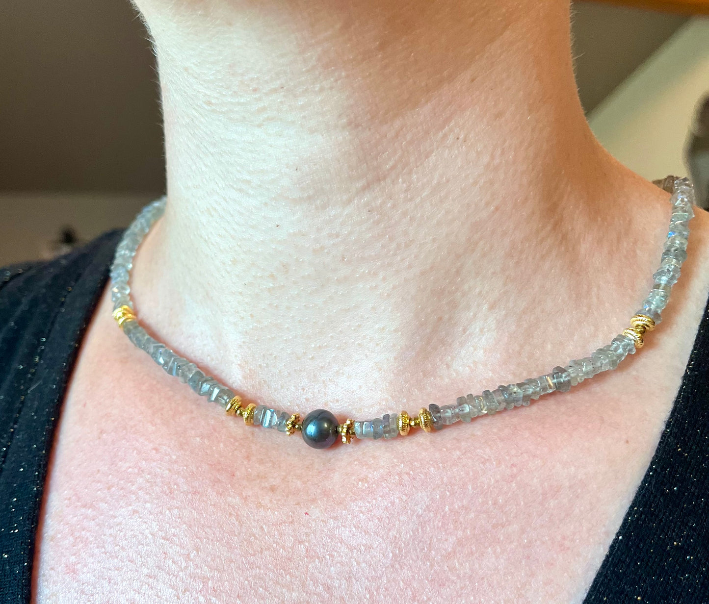 Collier Labradorite et Perle d’eau douce